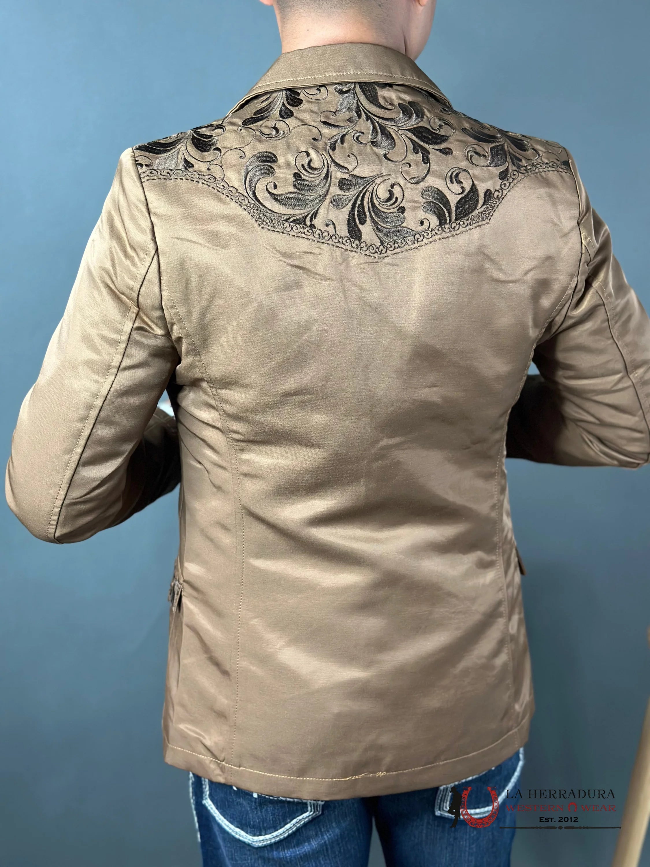 Lamasini Mustard Embroidered Smooth Blazer Lam505-2149 Ropa Hombres