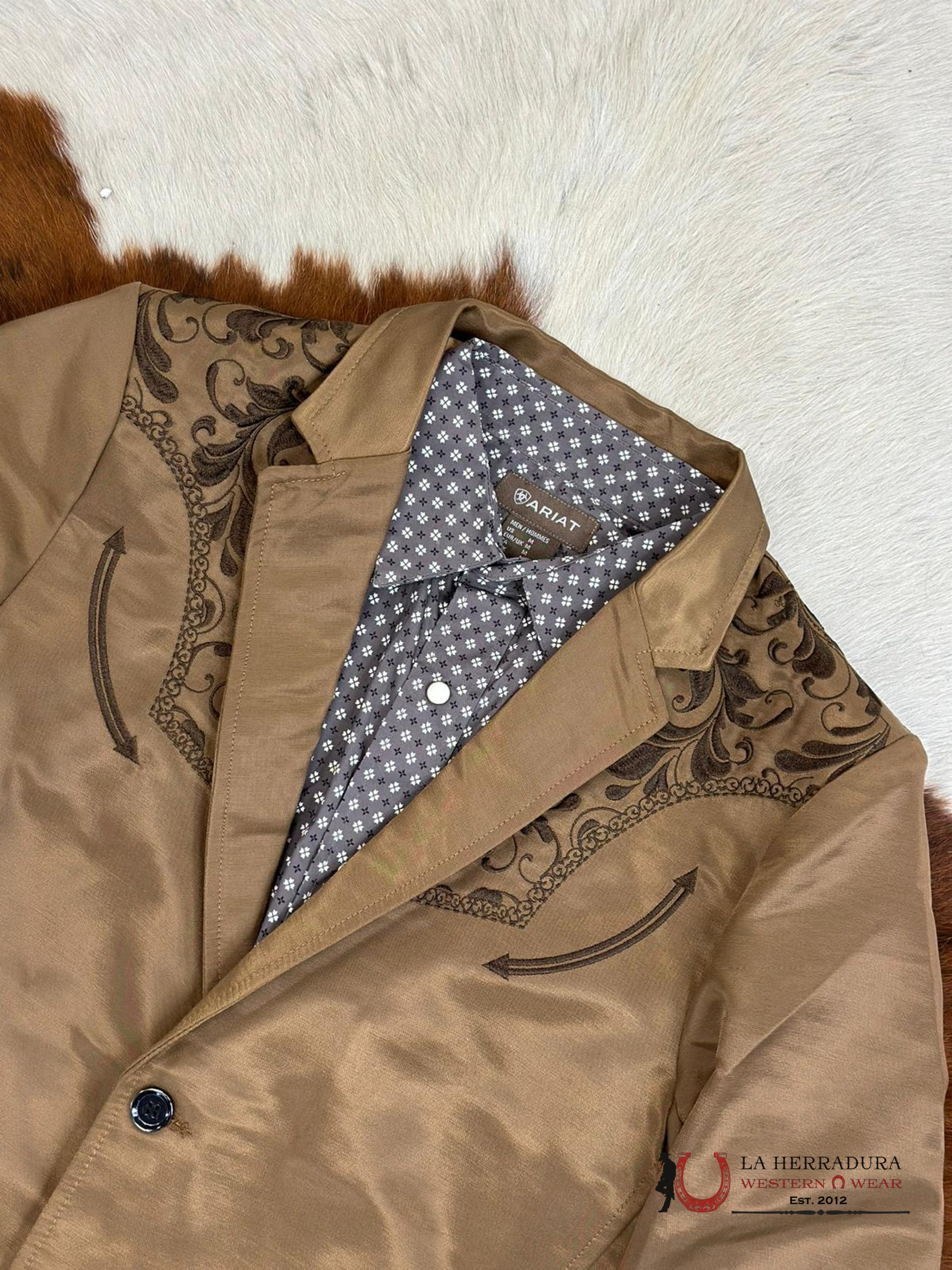 Lamasini Mustard Embroidered Smooth Blazer Lam505-2149 Ropa Hombres