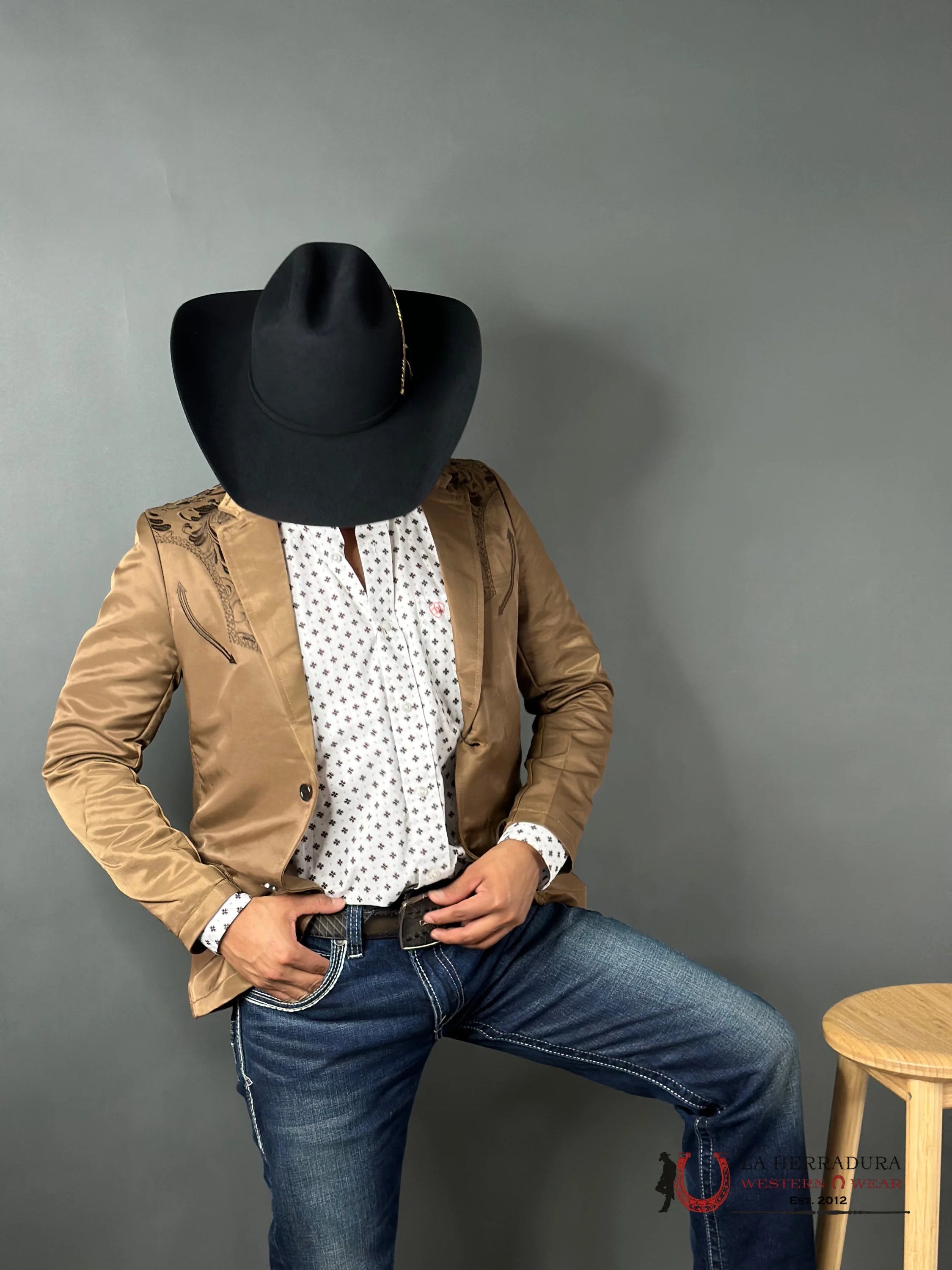 Lamasini Mustard Embroidered Smooth Blazer Lam505-2149 Ropa Hombres