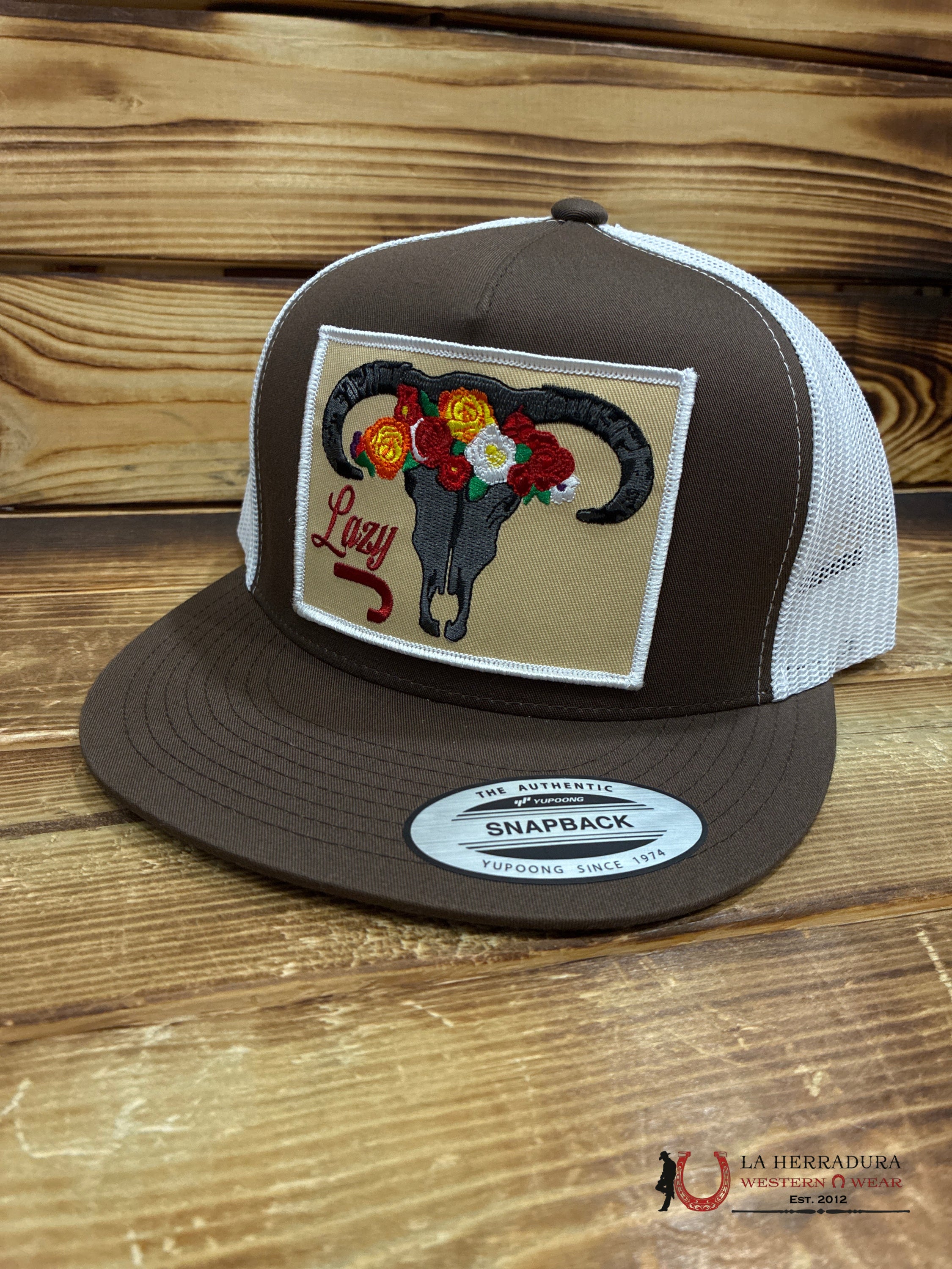 LAZY J CAP BROWN AND WHITE