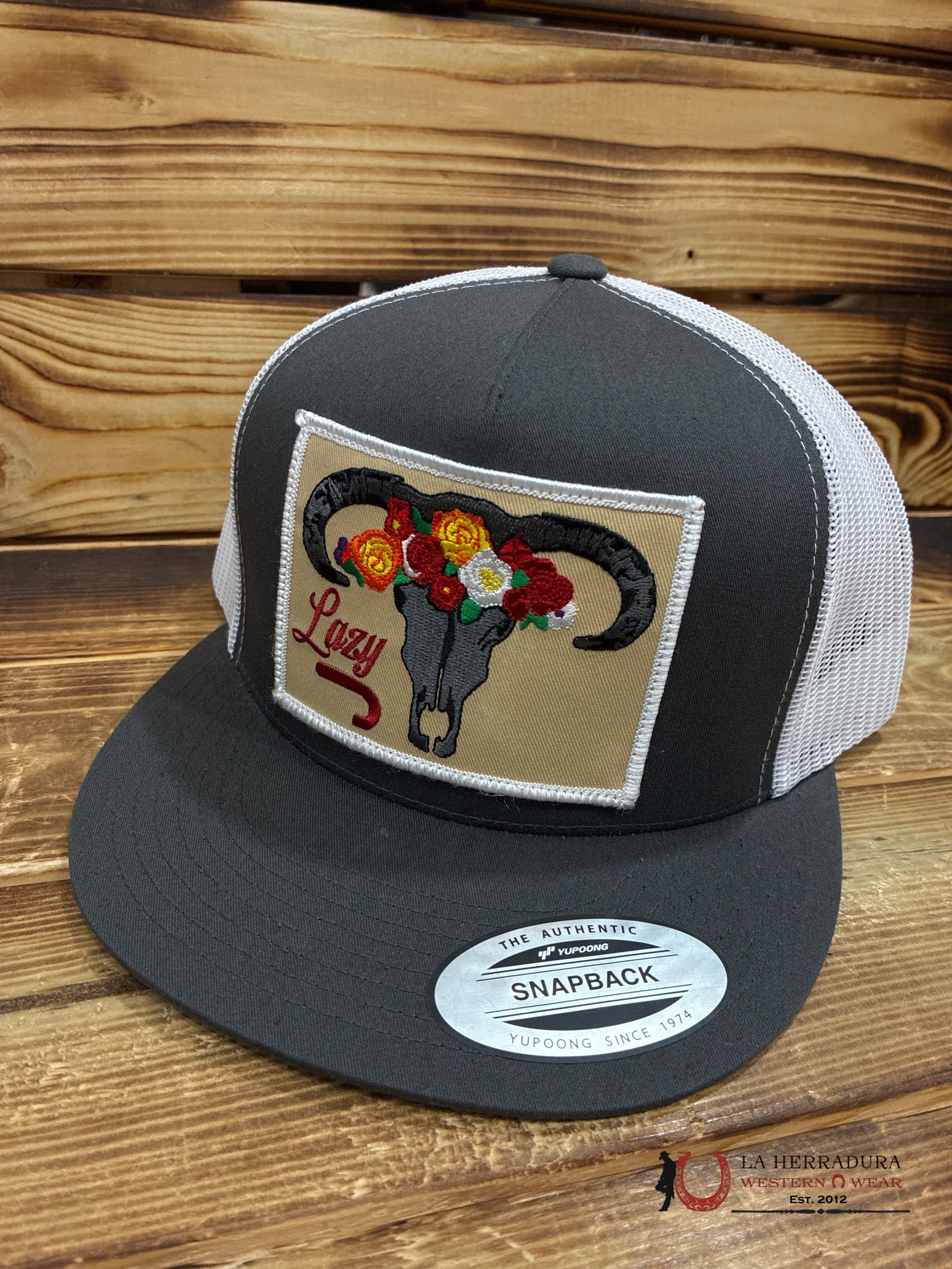 LAZY J CAP GREY AND WHITE