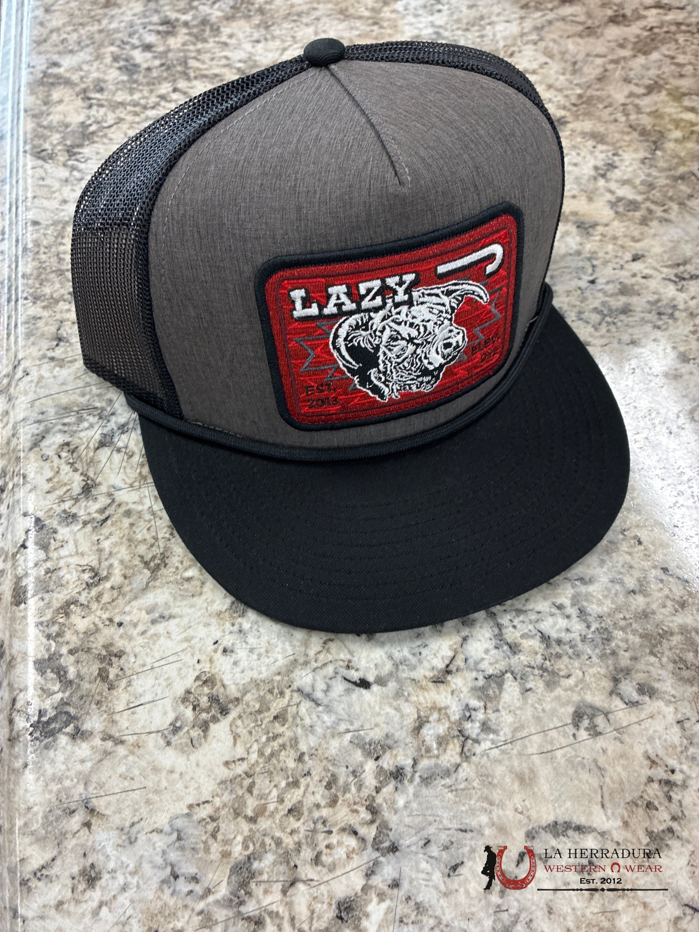 LAZY J CAPS BLACK and GREY AND RED