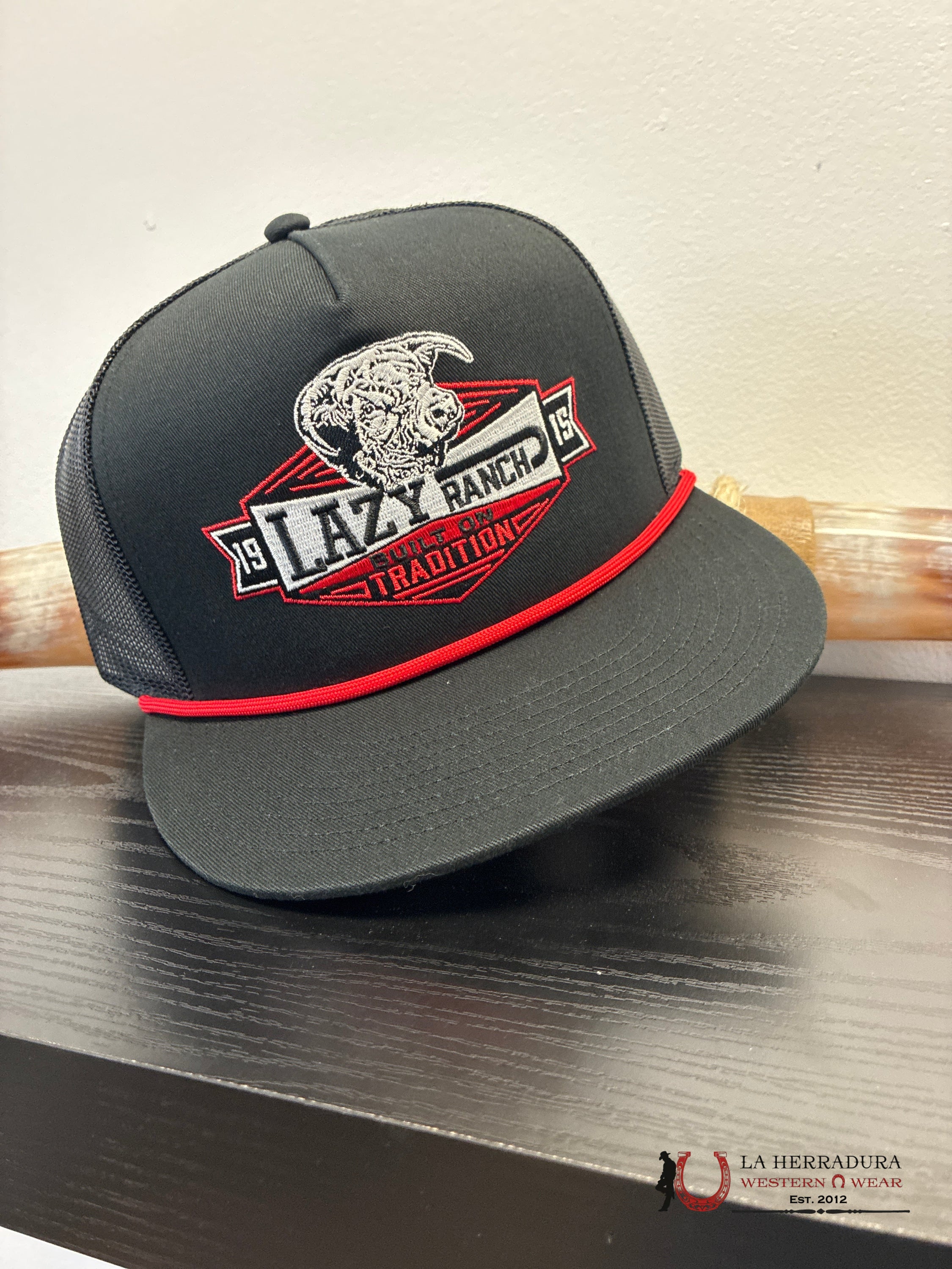 LAZY J CAPS BLACK RED