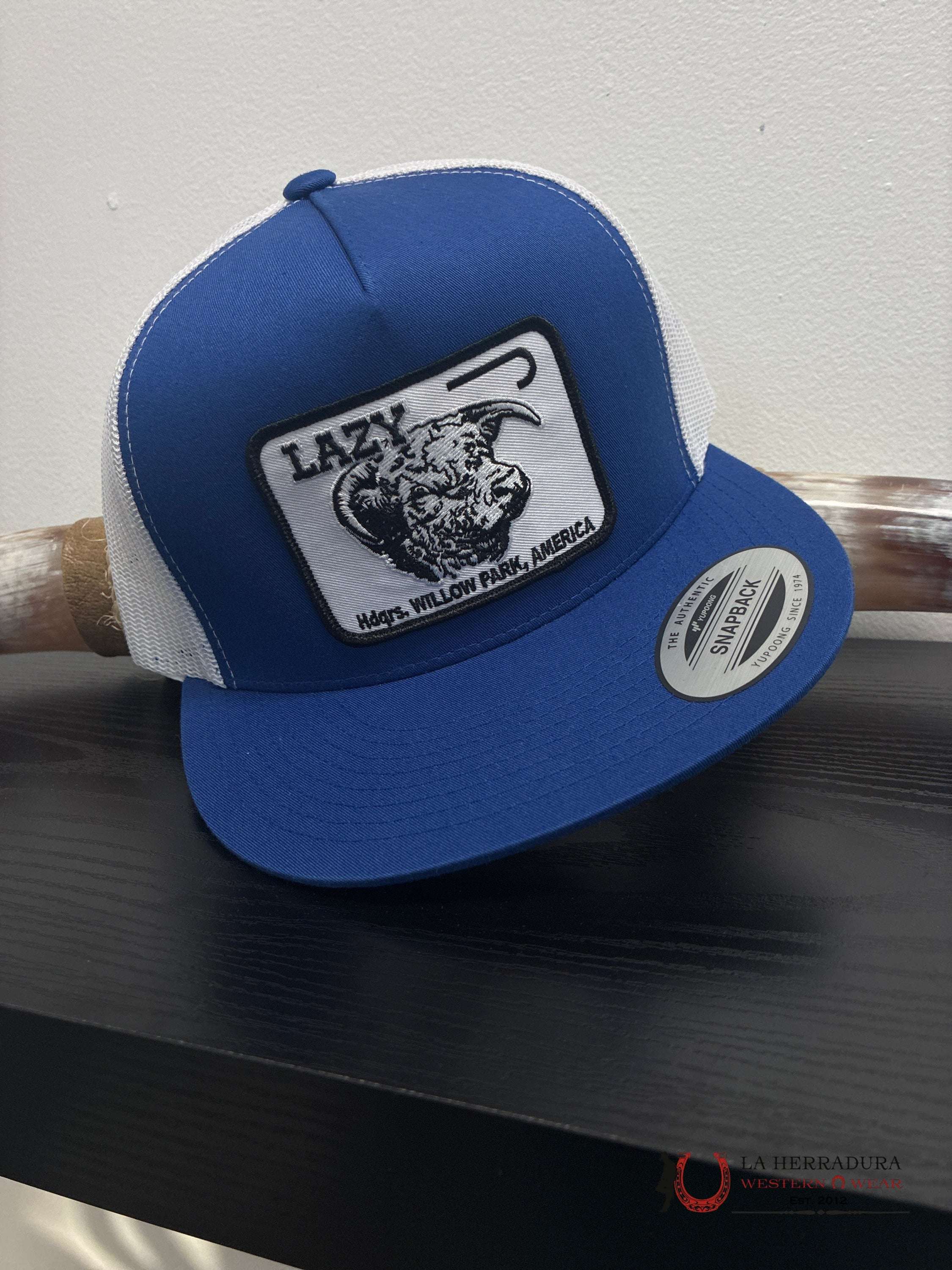 LAZY J CAPS BLUE Style 2.2 white