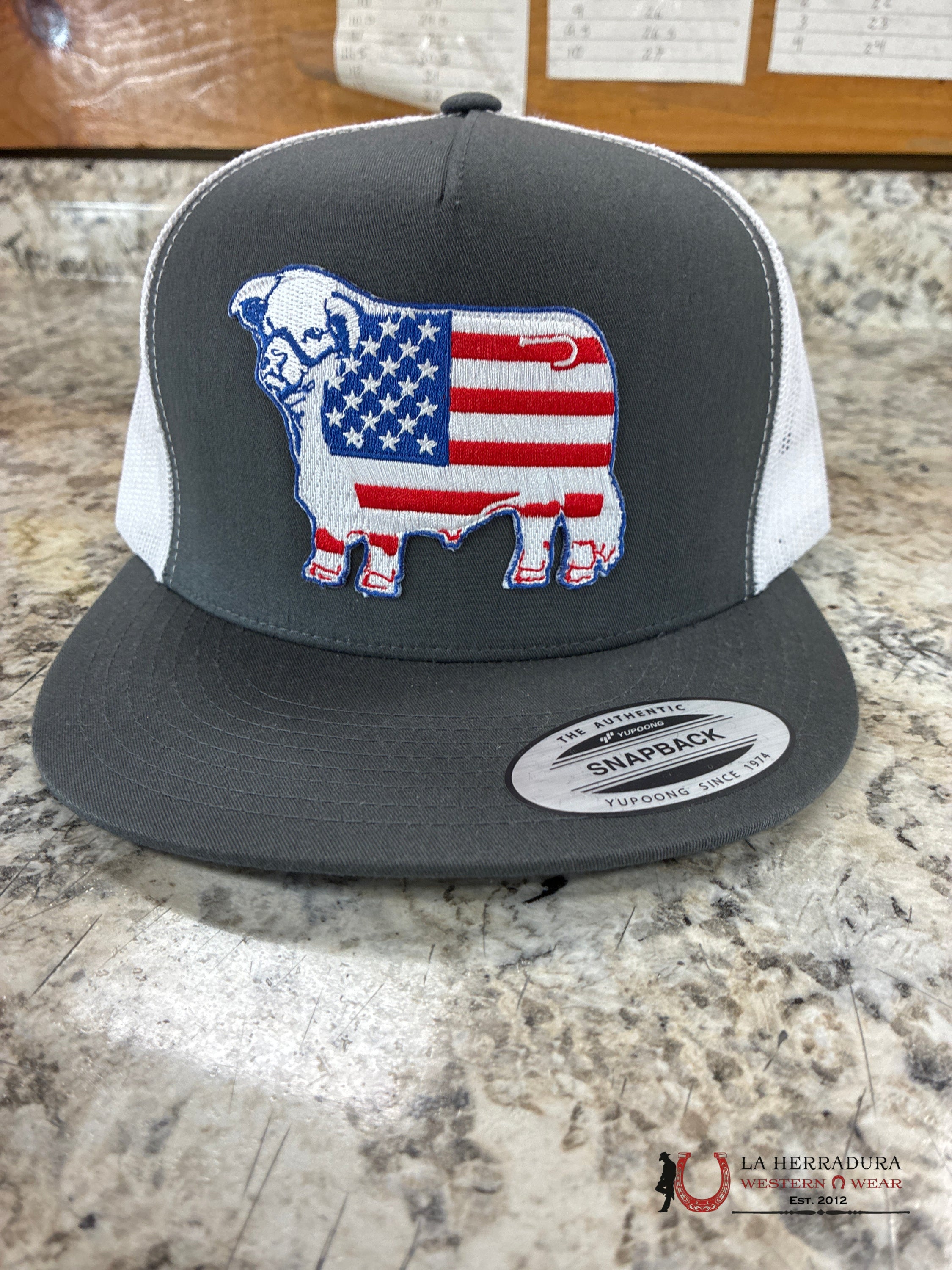 LAZY J CAPS BULL AMERICAN FLAG COLORS