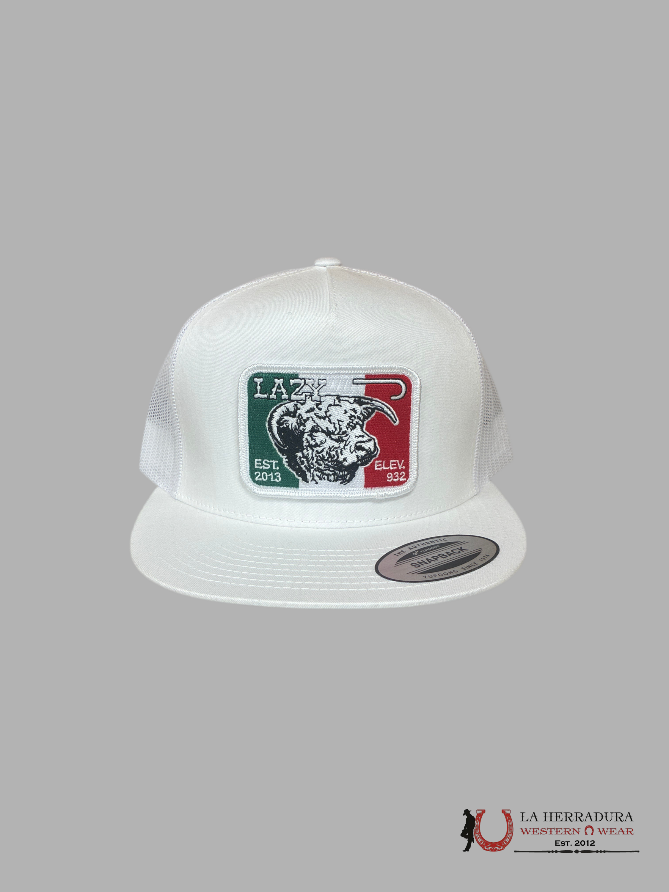 LAZY J CAPS WHITE WITH MEXICO COLOR FLAG