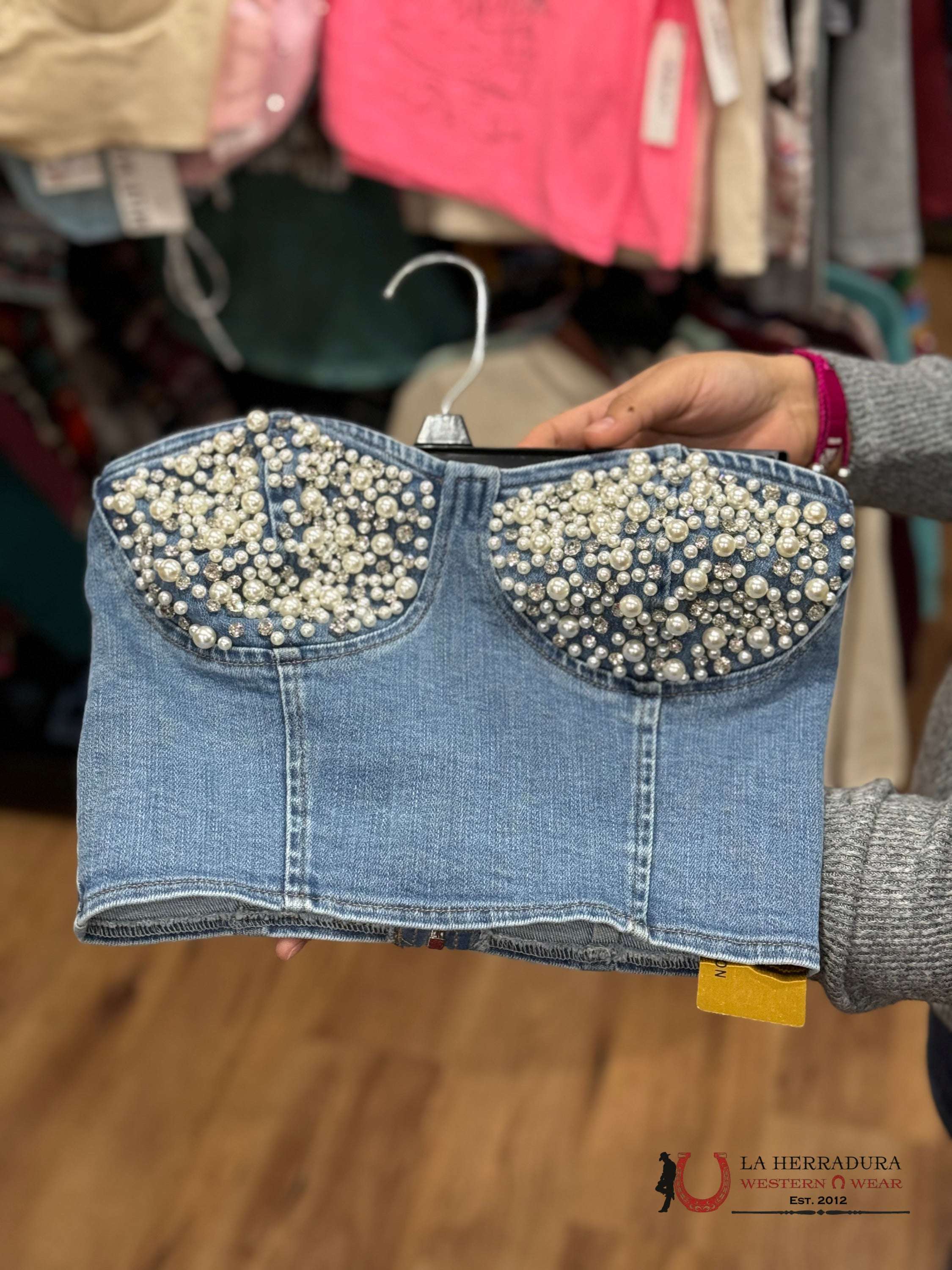 Lc Collection Jean Tube Embellish Top Ropa Mujeres