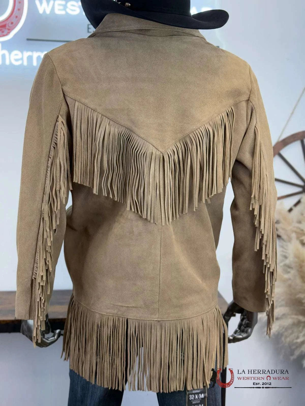 MENS GENUINE LEATHER TAN FRINGE JACKET Laherradurawwnc.com