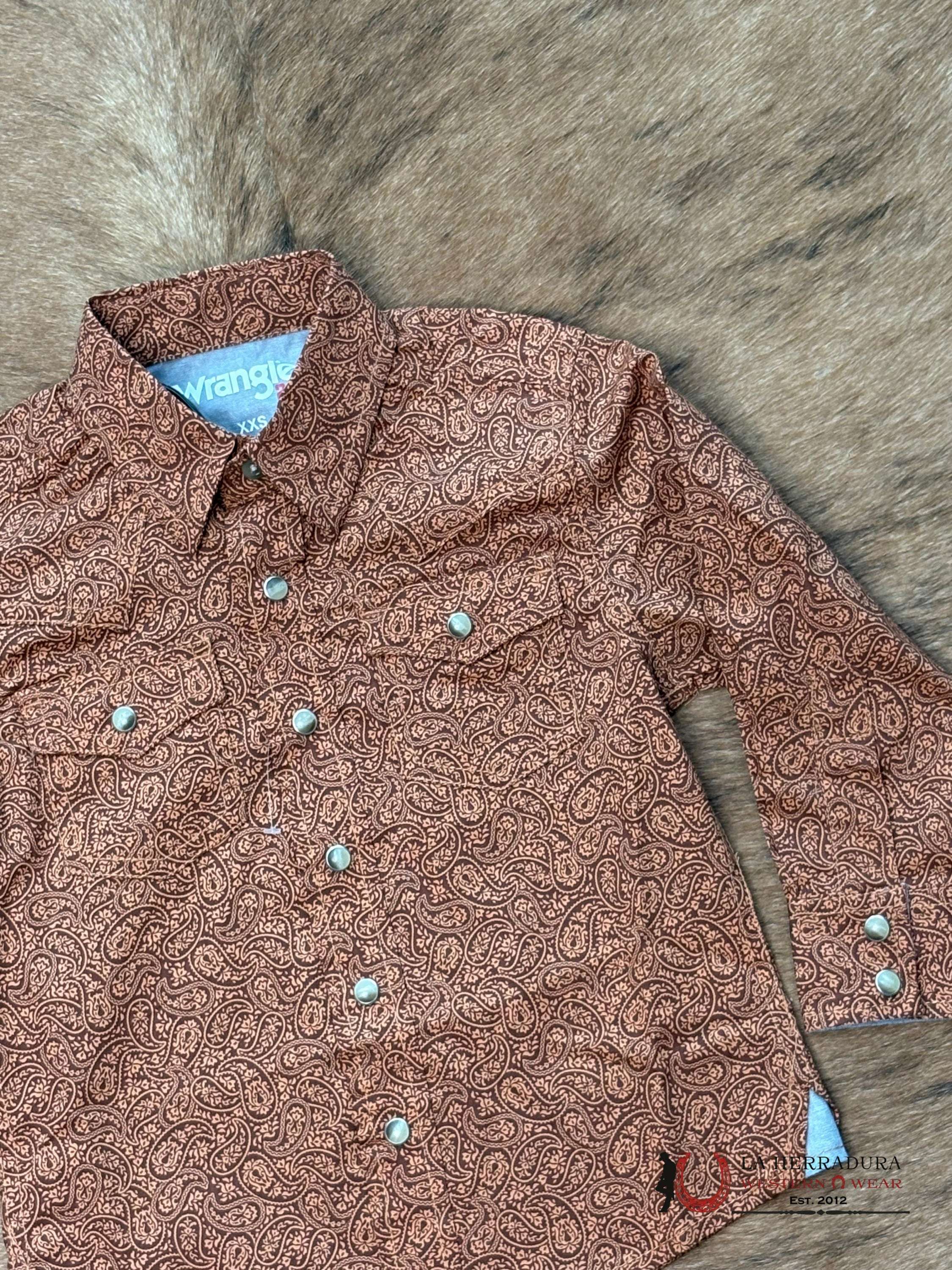 LITTLE BOY’S WRANGLER RUST LONG SLEEVE SHIRT- 112367916 NIÑOS