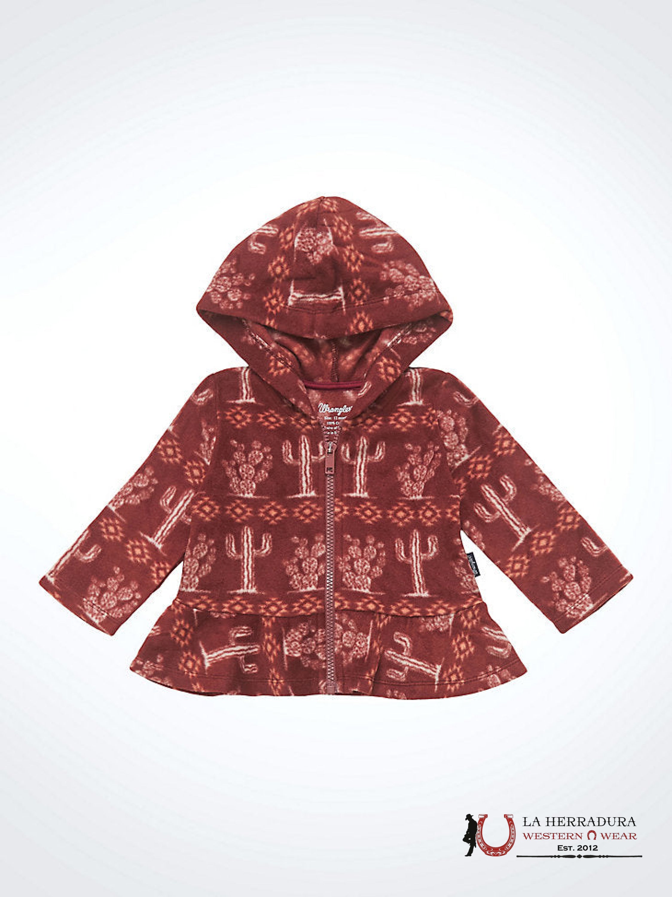 Little Girl’s Wrangler Cacti Full Zip Ruffle Hem Hoodie Niños
