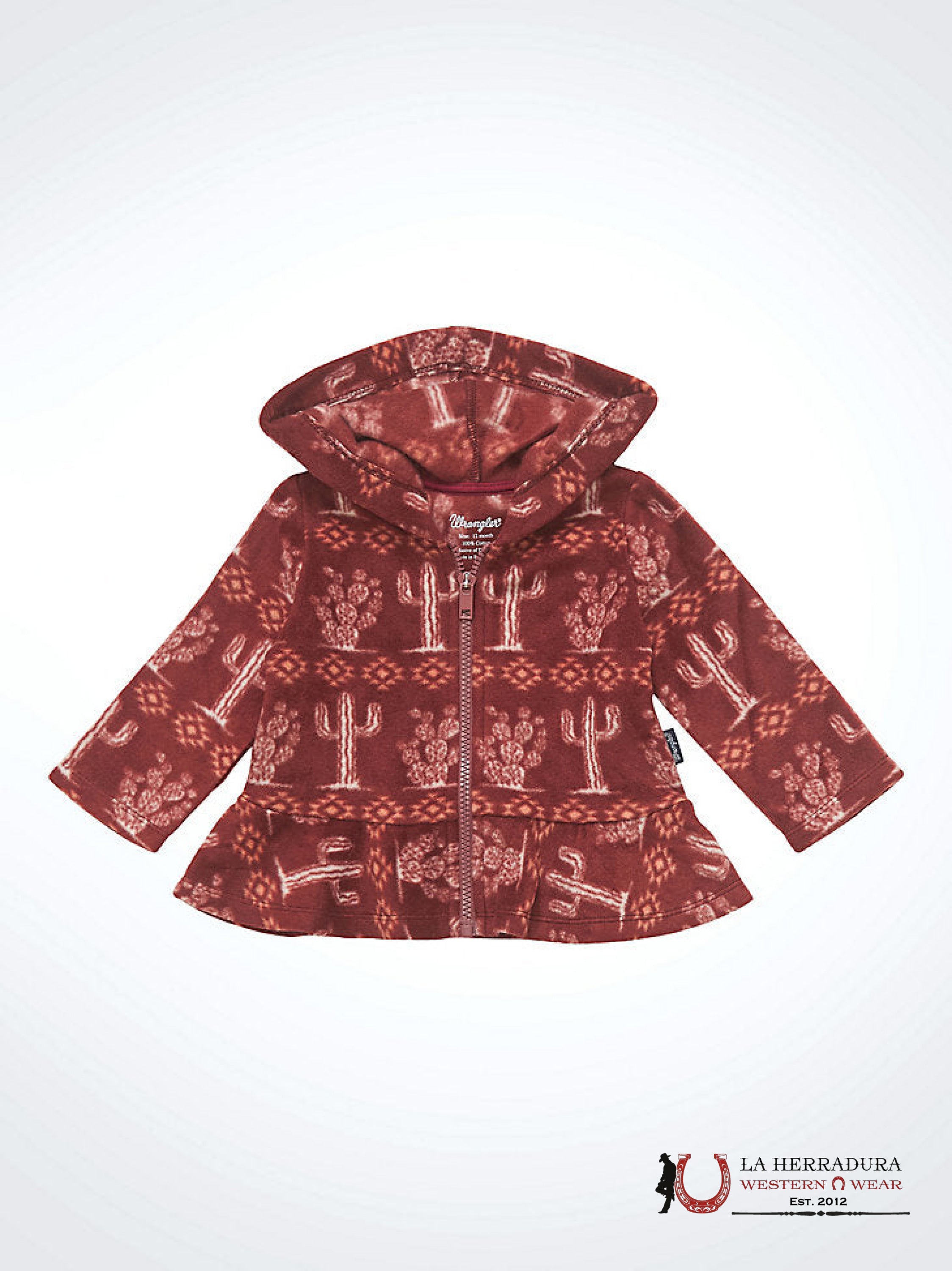 Little Girl’s Wrangler Cacti Full Zip Ruffle Hem Hoodie Niños