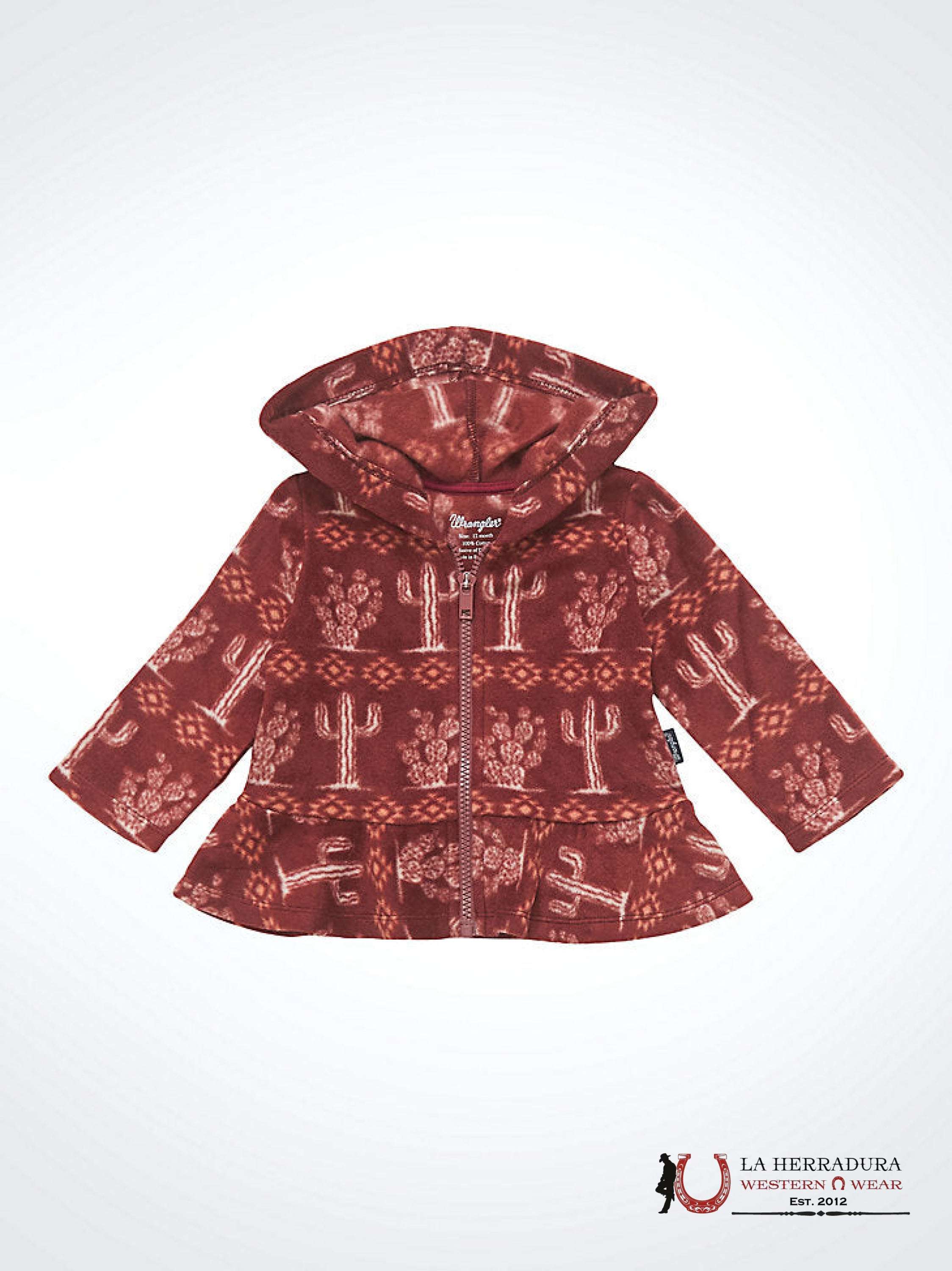 Little Girl’s Wrangler Cacti Full Zip Ruffle Hem Hoodie Niños