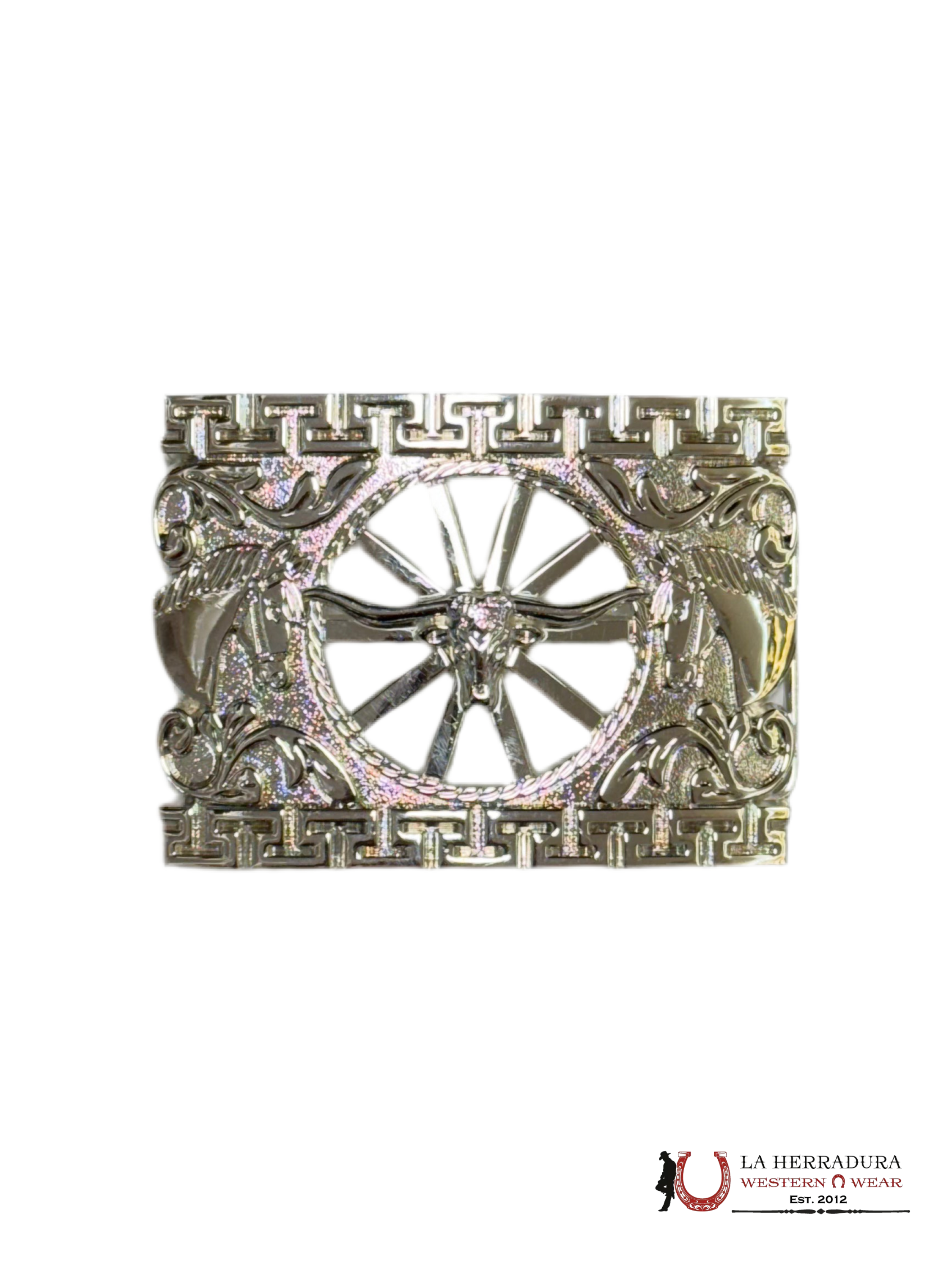 LONG HORN ALL SILVER SQUARE BUCKLE ACCESORIOS