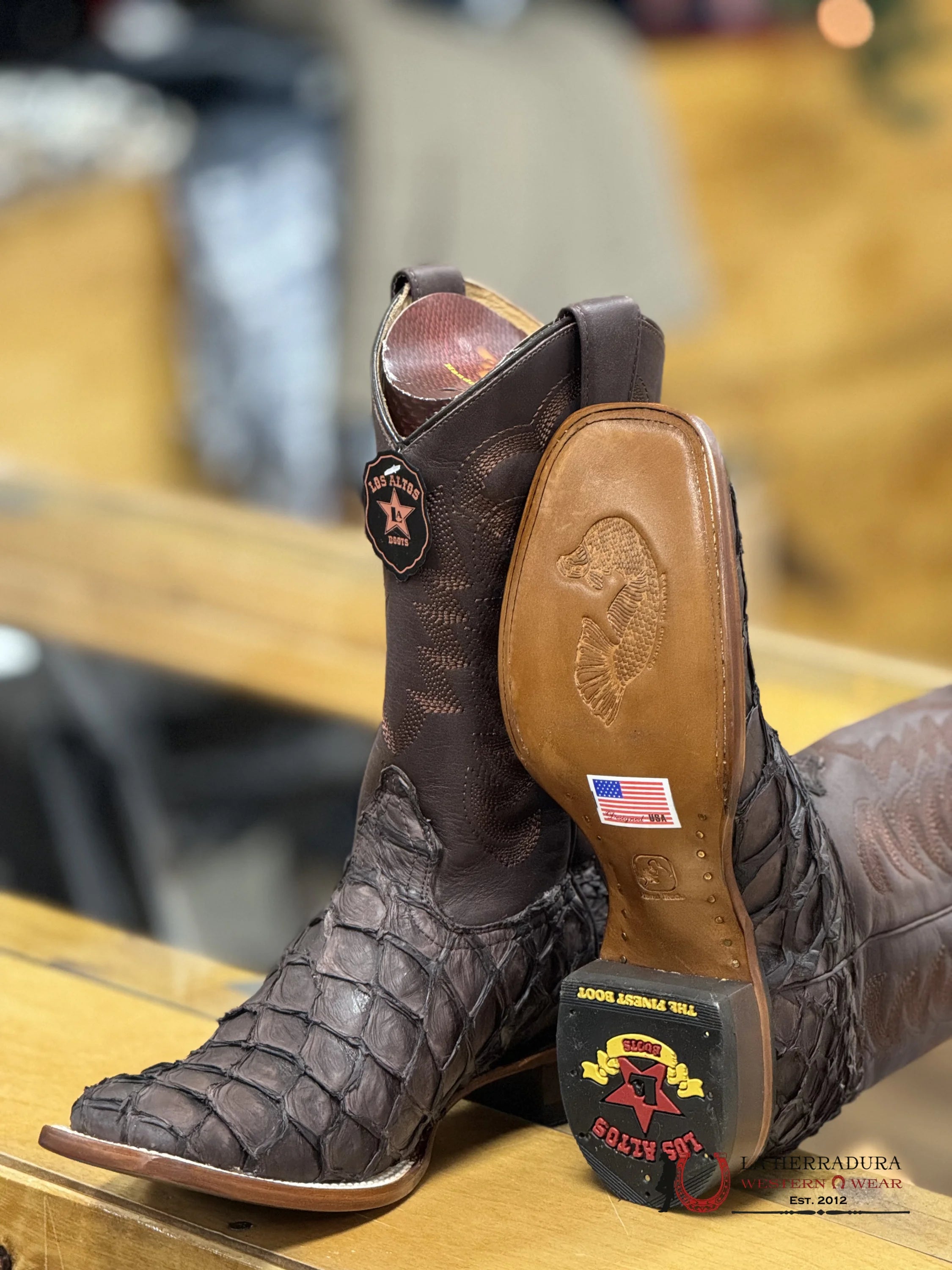 Botas Exotico Piraruco/Pescado Original Los Altos Tabaco Hombres