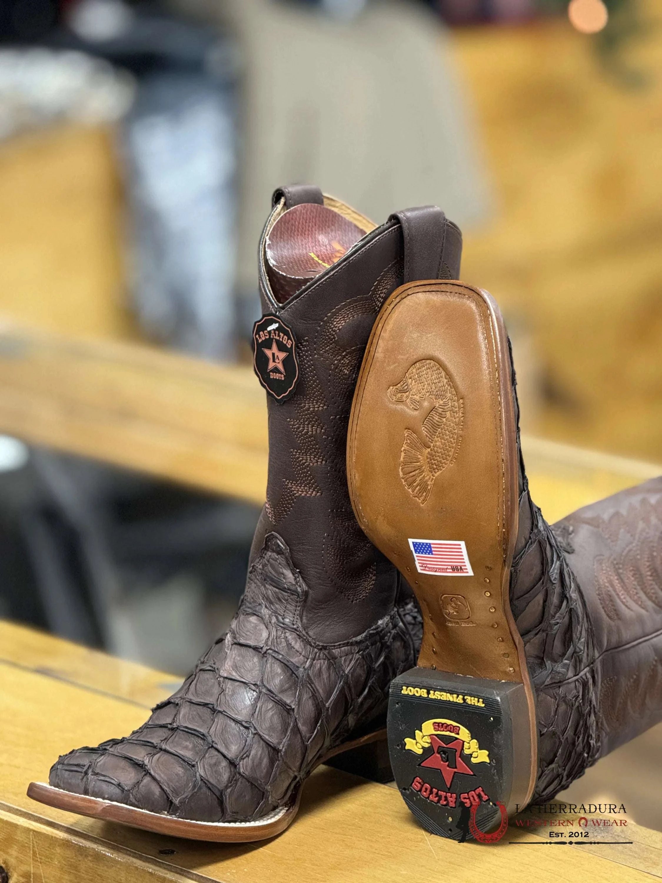 Botas Exotico Piraruco/Pescado Original Los Altos Tabaco Hombres
