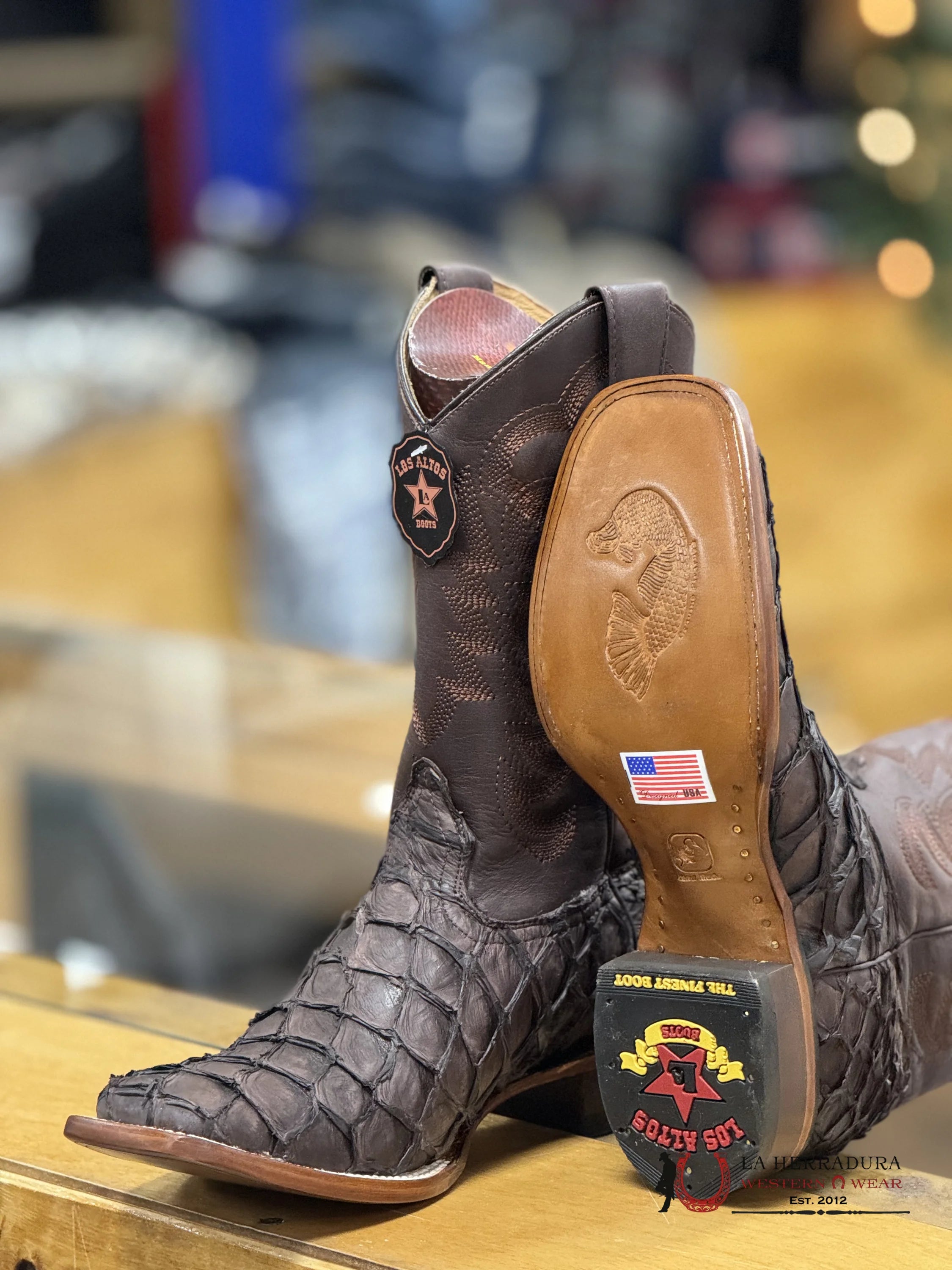 Botas Exotico Piraruco/Pescado Original Los Altos Tabaco Hombres