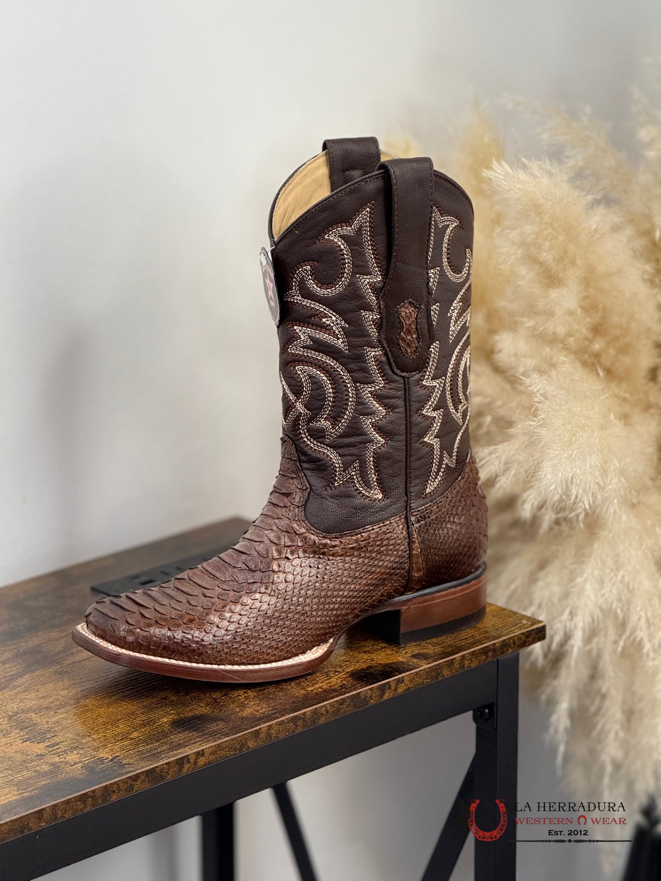 LOS ALTOS EXOTIC PYTHON PORTO BROWN SQ. TOE -8225766 BOTAS HOMBRES