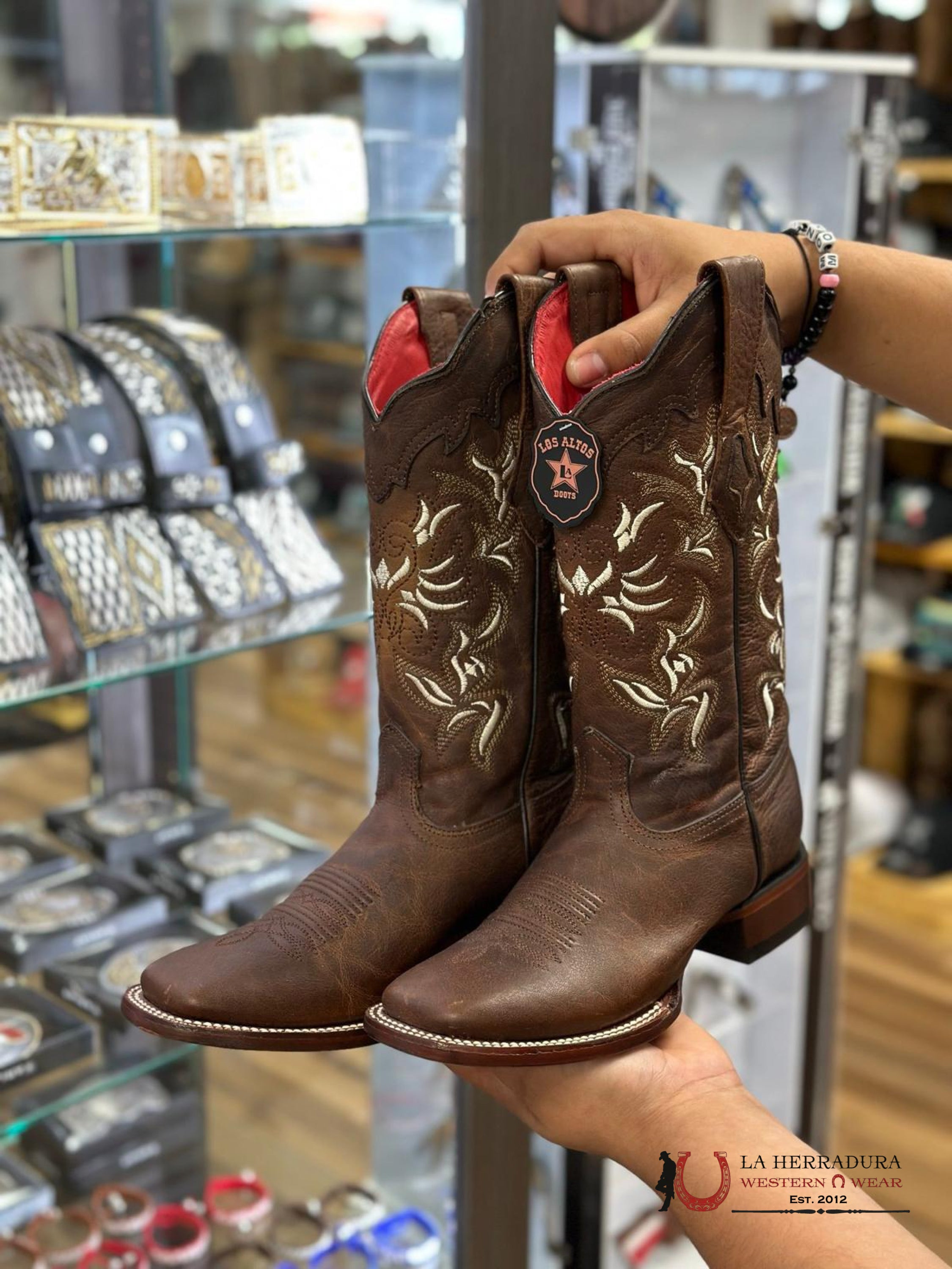 Los Altos Rage Walnut Wide Square Toe Botas Mujeres