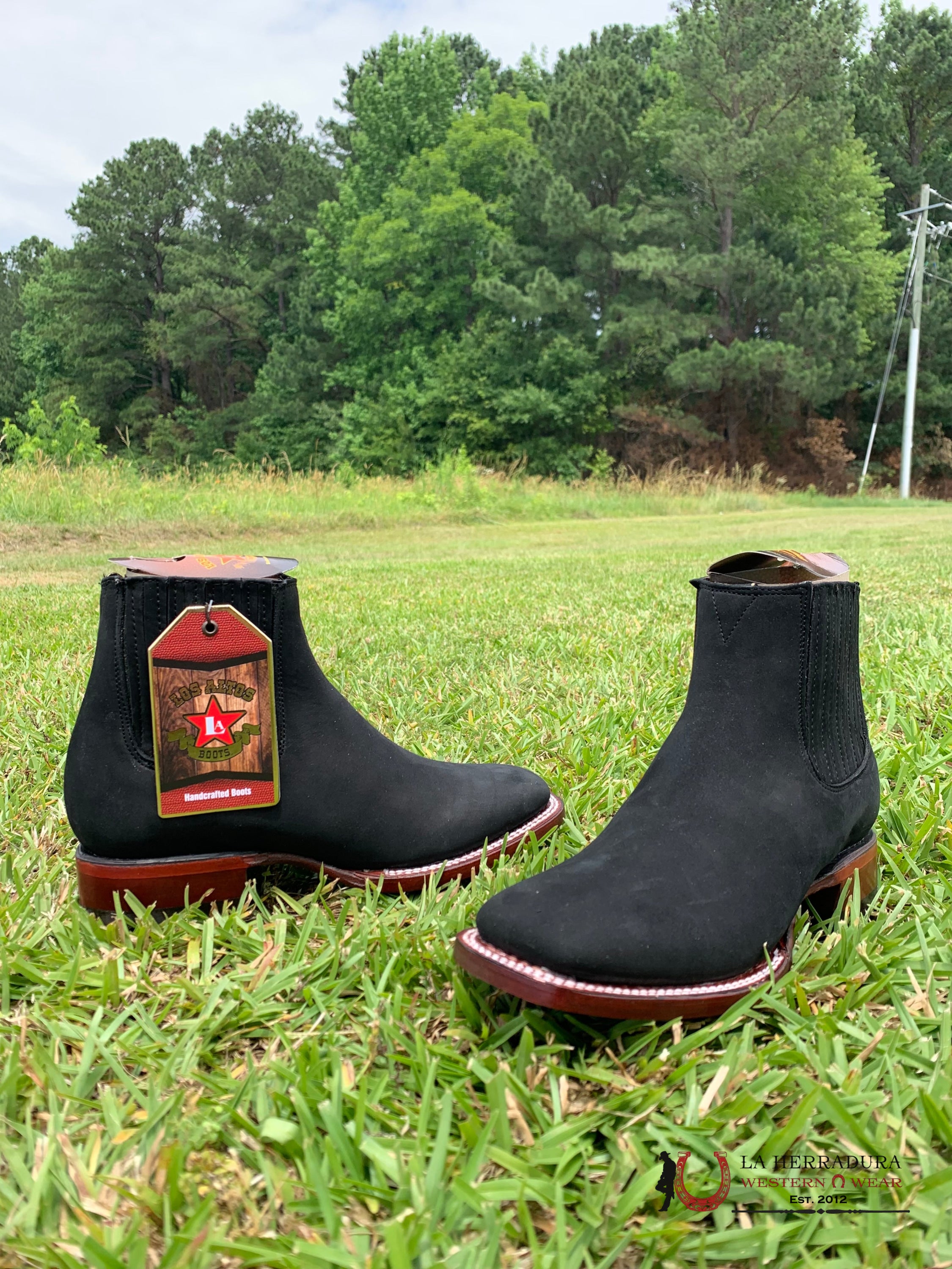 Los Altos Botin Square Toe Nobuck Black Botas Hombres