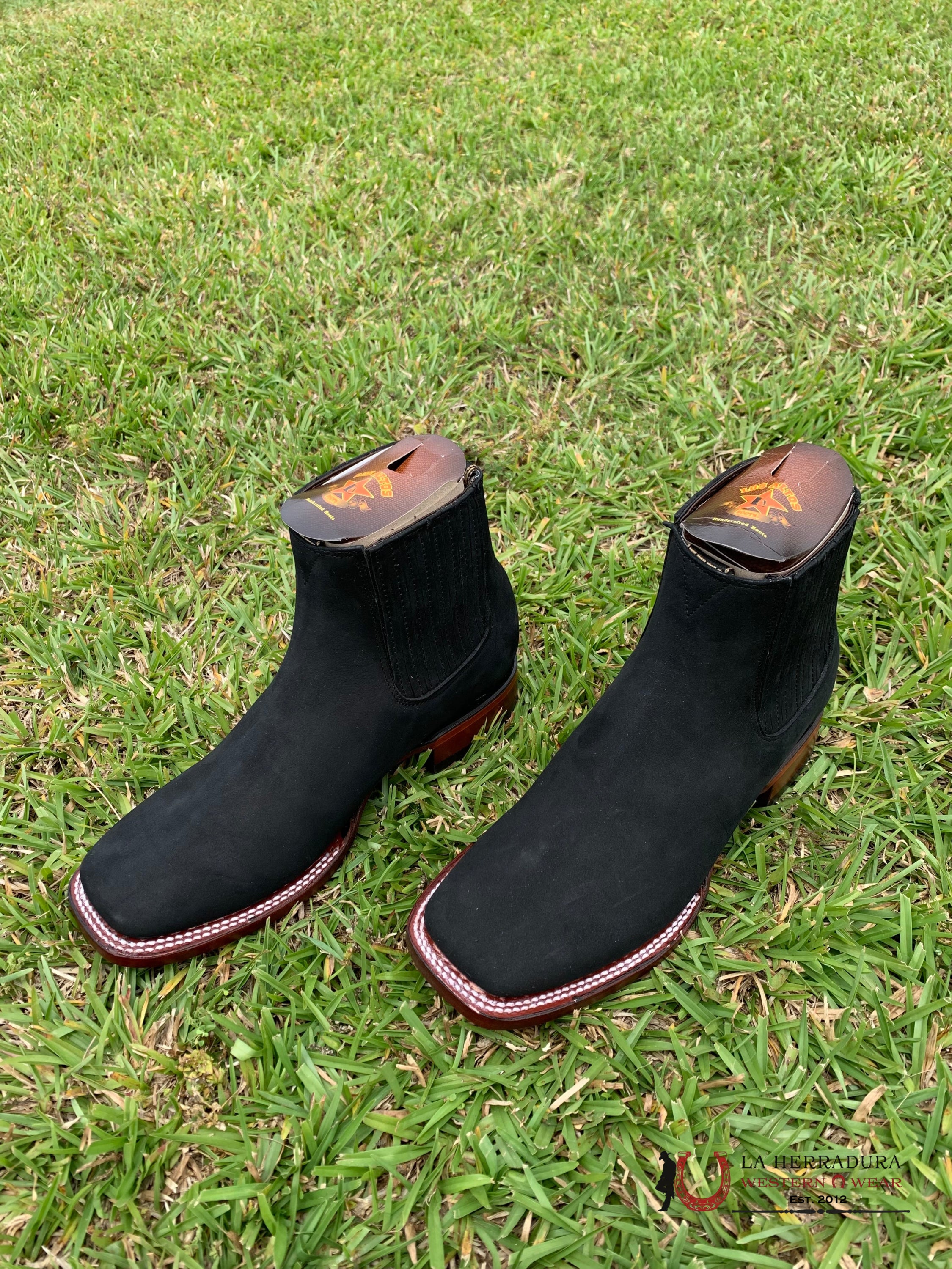 Los Altos Botin Square Toe Nobuck Black Botas Hombres