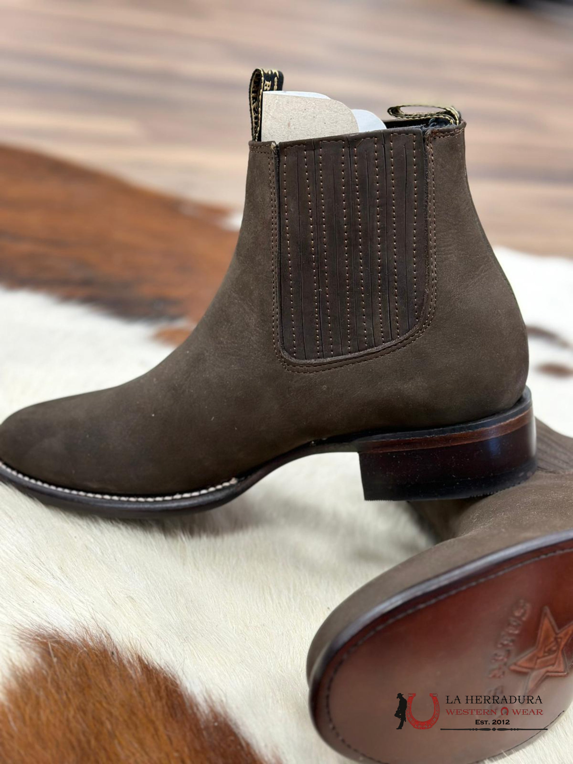 Los Altos Men’s Oval Toe Botines Dark Tobacco Botas Hombres