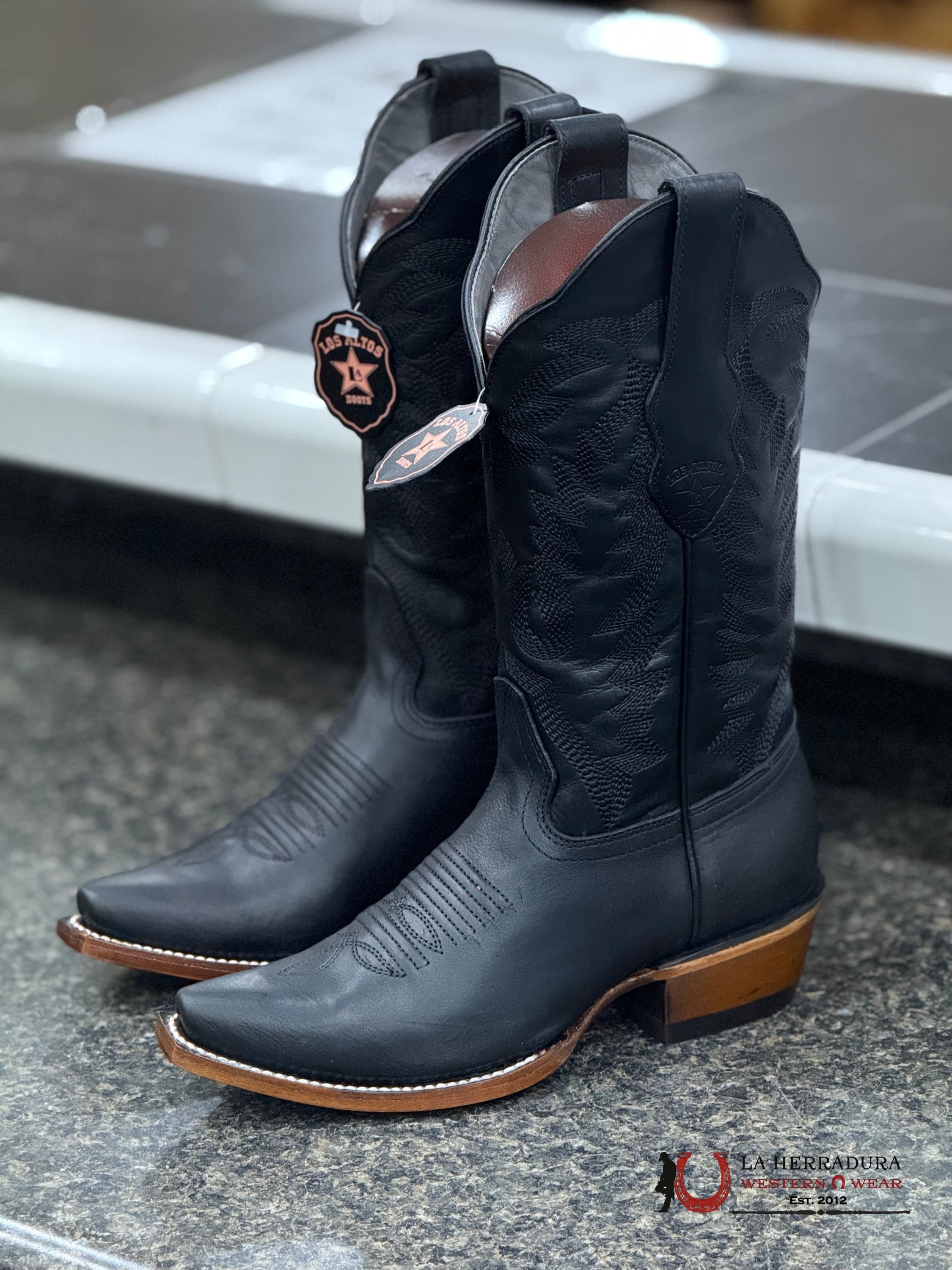 LOS ALTOS VERGEL BLACK SNIP TOE BLACK STITCH 34M8905 BOTAS MUJERES