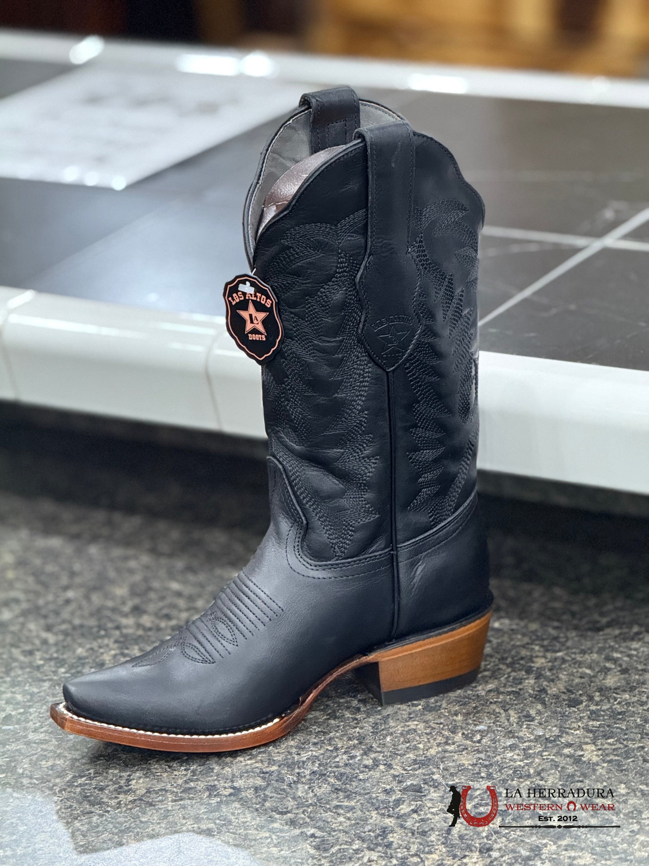 LOS ALTOS VERGEL BLACK SNIP TOE BLACK STITCH 34M8905 BOTAS MUJERES