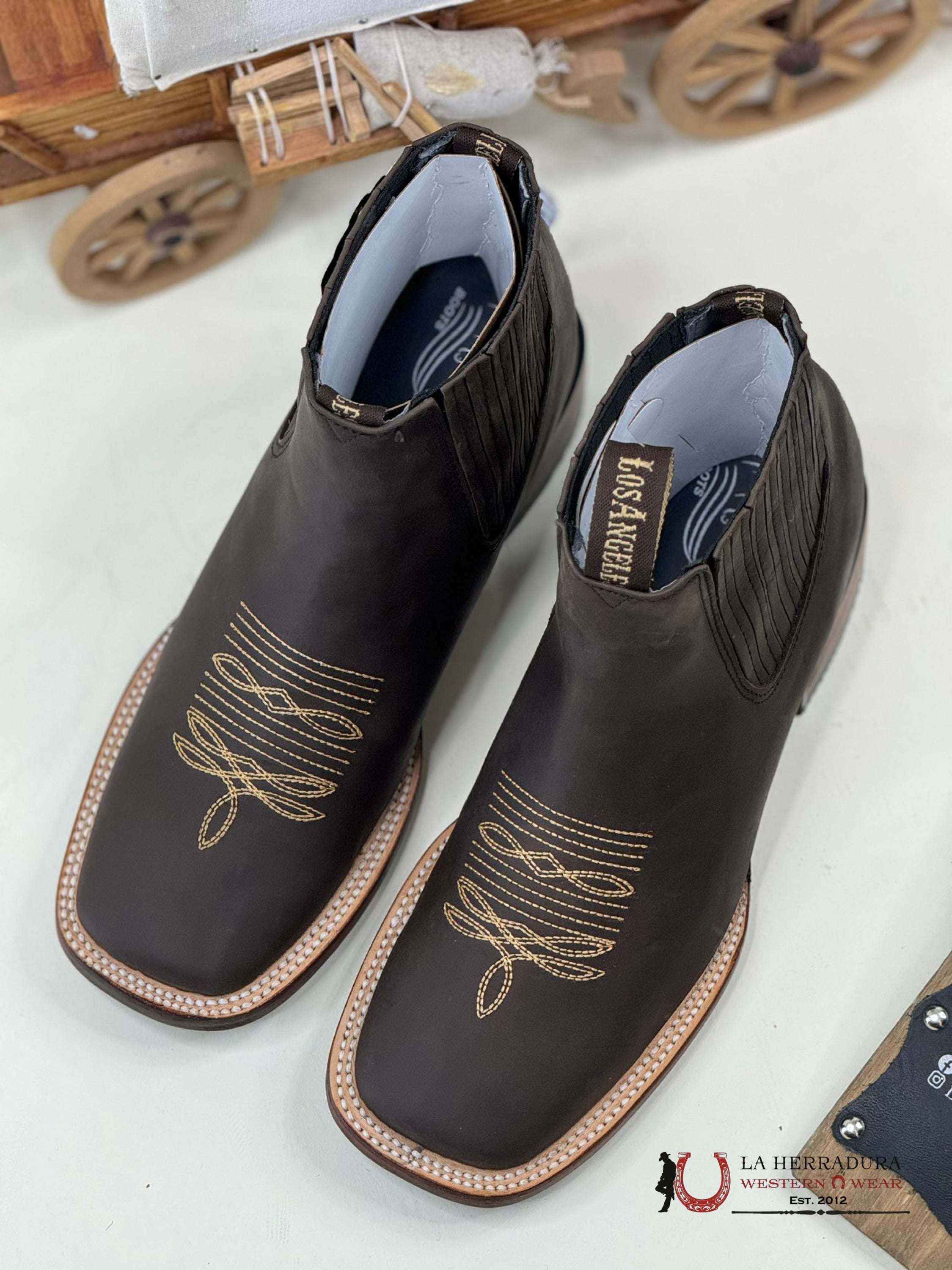 Los Angeles Chocolate Crazy Leather Short Boot Botas Hombres