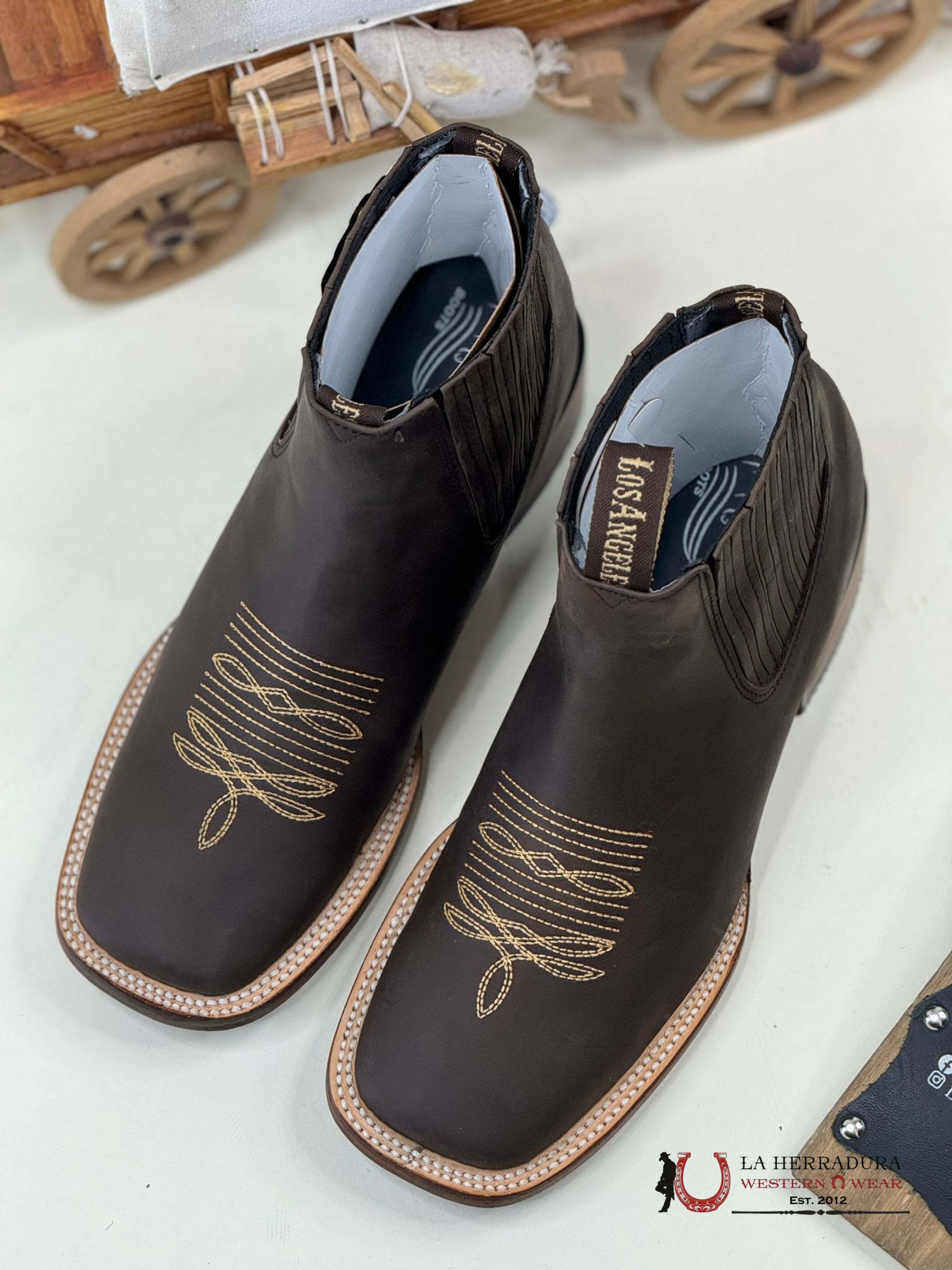 Los Angeles Chocolate Crazy Leather Short Boot Botas Hombres