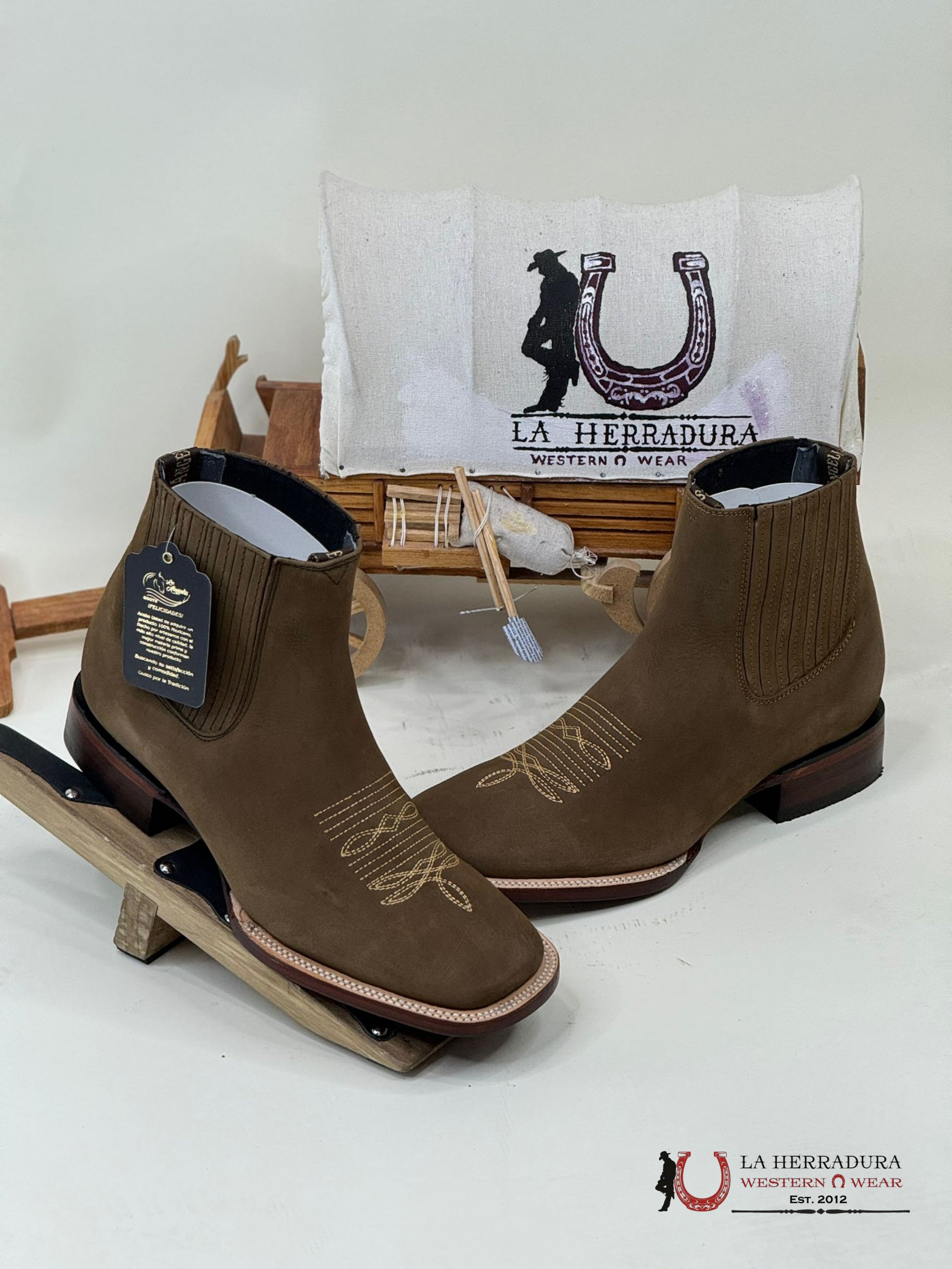 Los Angeles Tobaco Leather Nobuck Botas Hombres