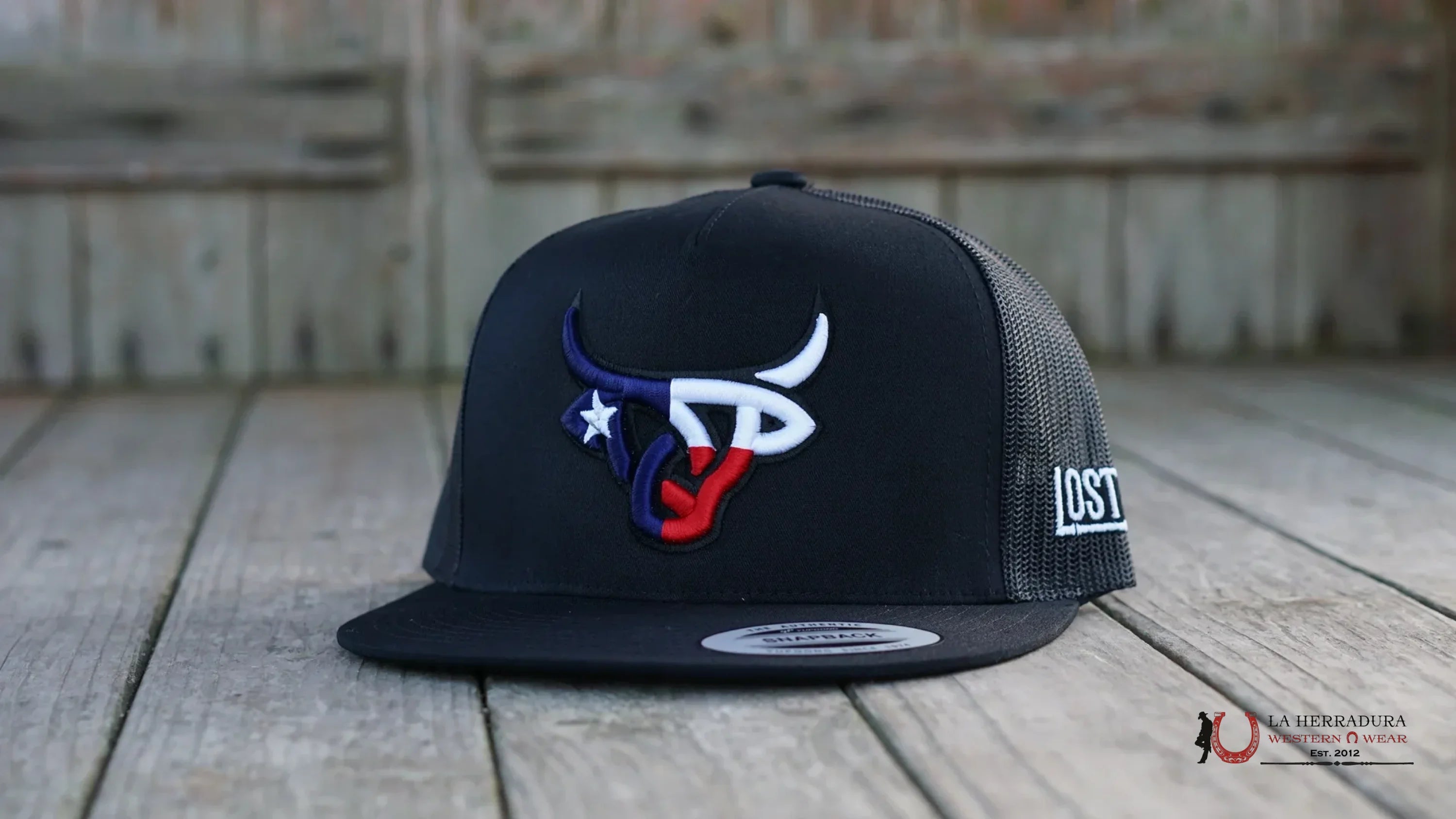 LOST CALF BLACK Style 6.12 TEXAS COLORS CAPS MENS GORRAS HOMBRES