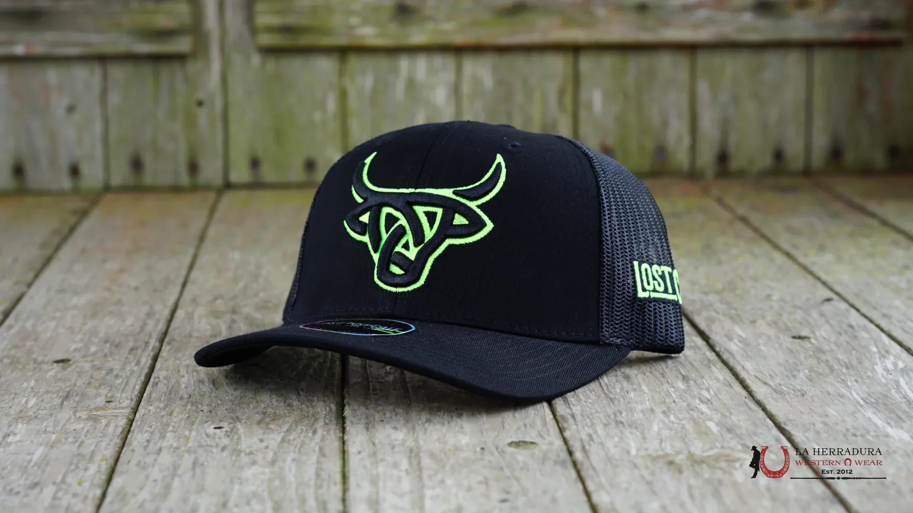 LOST CALF BLACK Style 6.15 GREEN CAPS MENS GORRAS HOMBRES