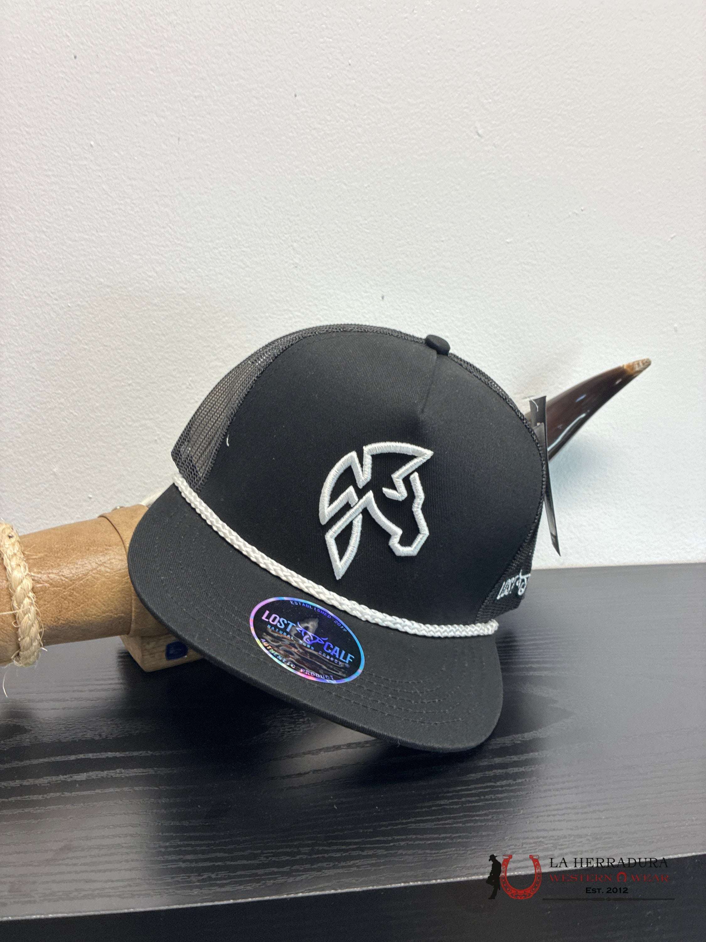 LOST CALF BLACK Style 6.3 WHITE BAND CAPS MENS GORRAS HOMBRES