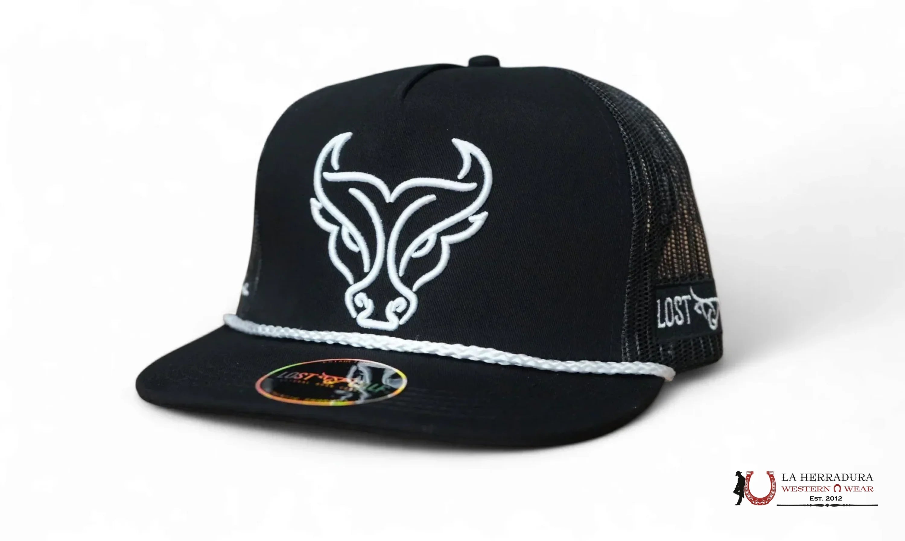 LOST CALF BLACK Style 6.5 WHITE BAND CAPS MENS GORRAS HOMBRES