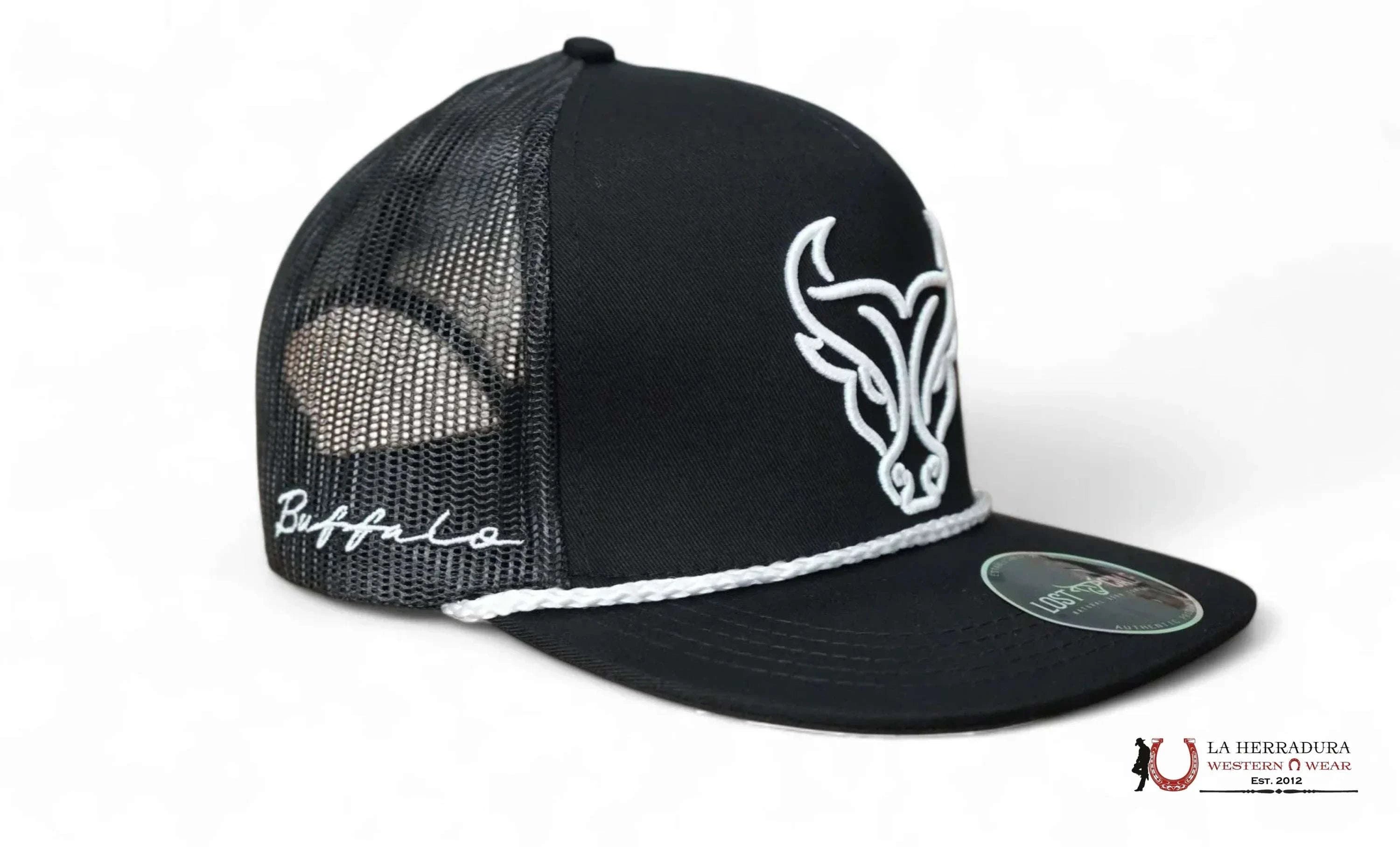 LOST CALF BLACK Style 6.5 WHITE BAND CAPS MENS GORRAS HOMBRES