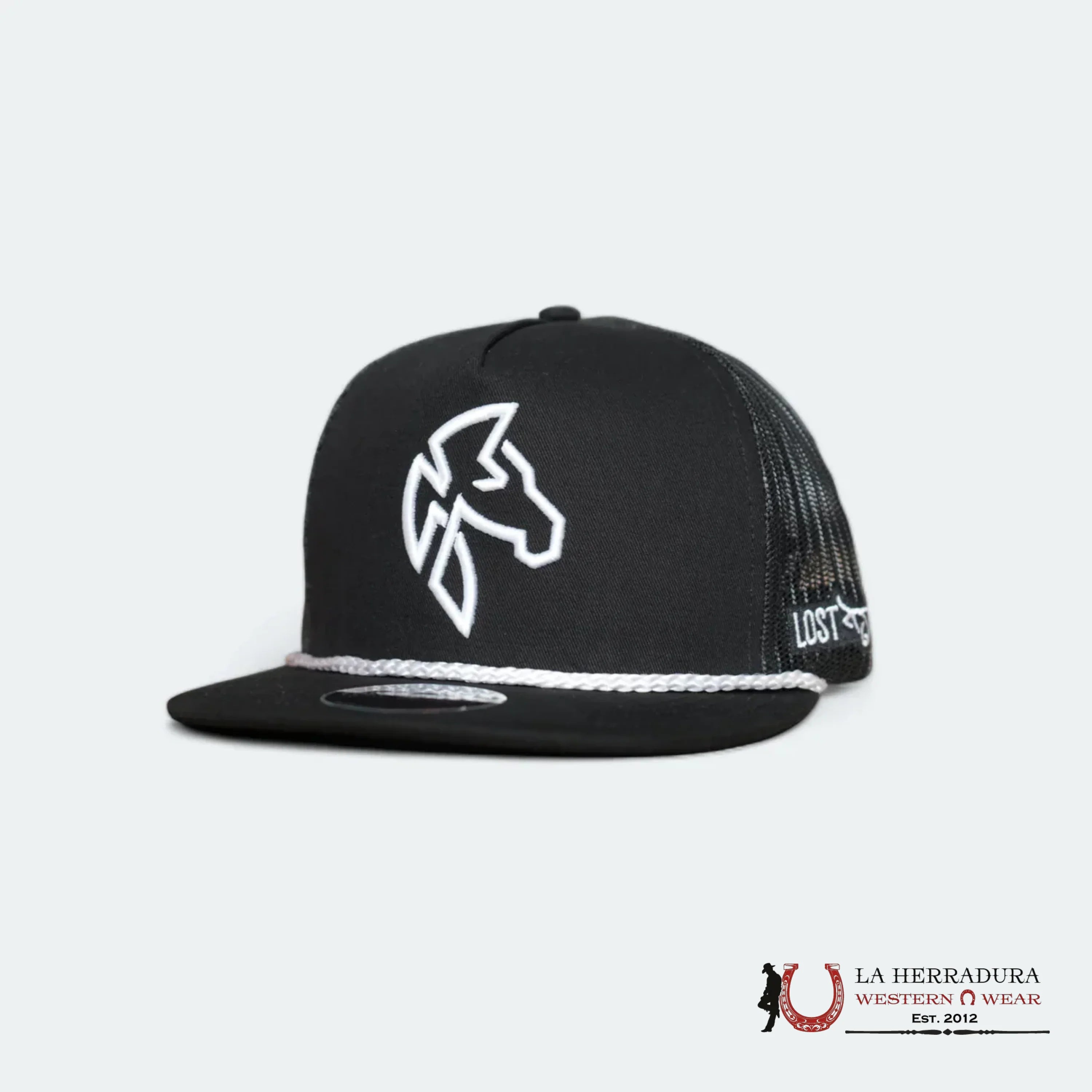 LOST CALF BLACK Style 6.7 WHITE HORSE CAPS MENS GORRAS HOMBRES
