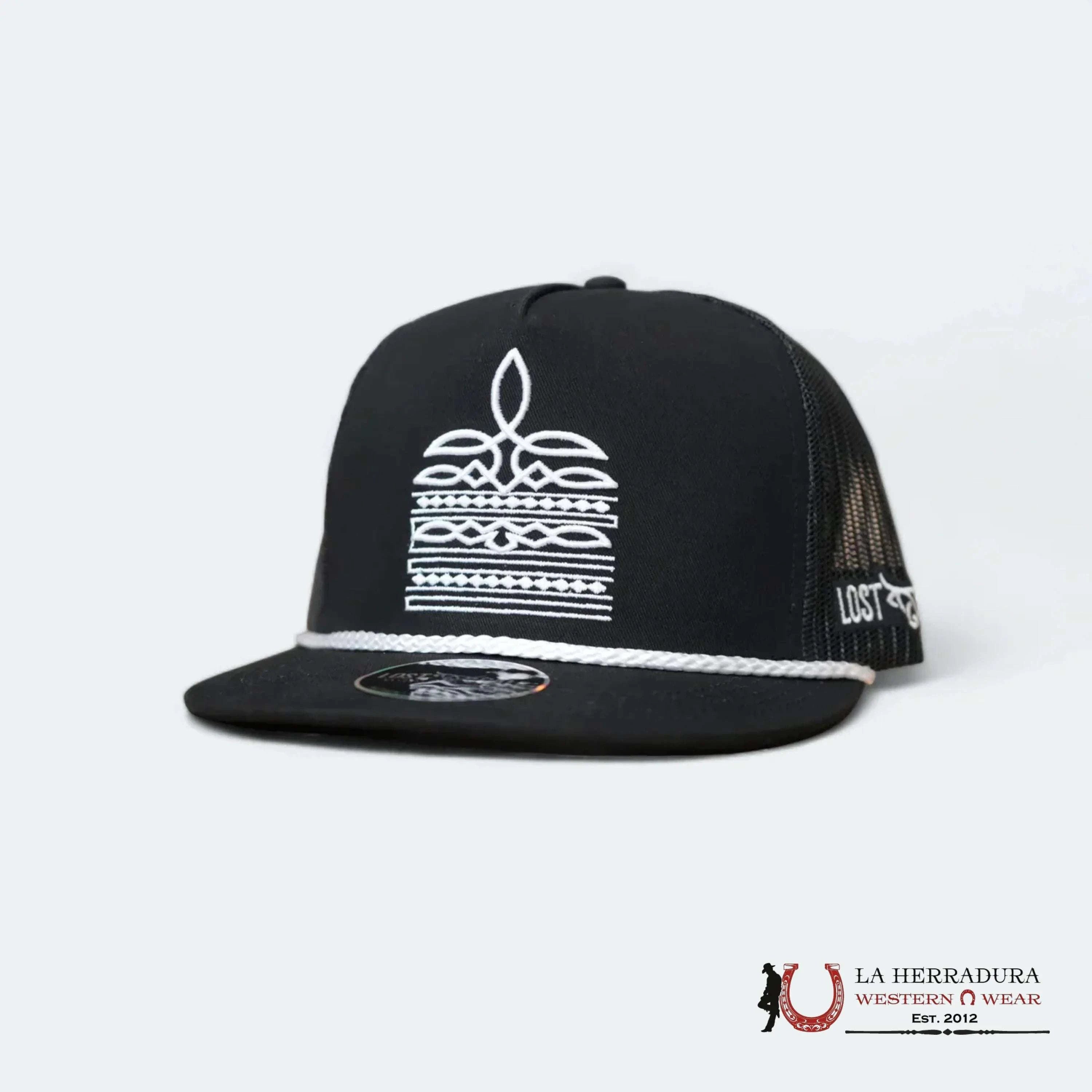 LOST CALF BLACK Style 6.6 WHITE BAND CAPS MENS GORRAS HOMBRES