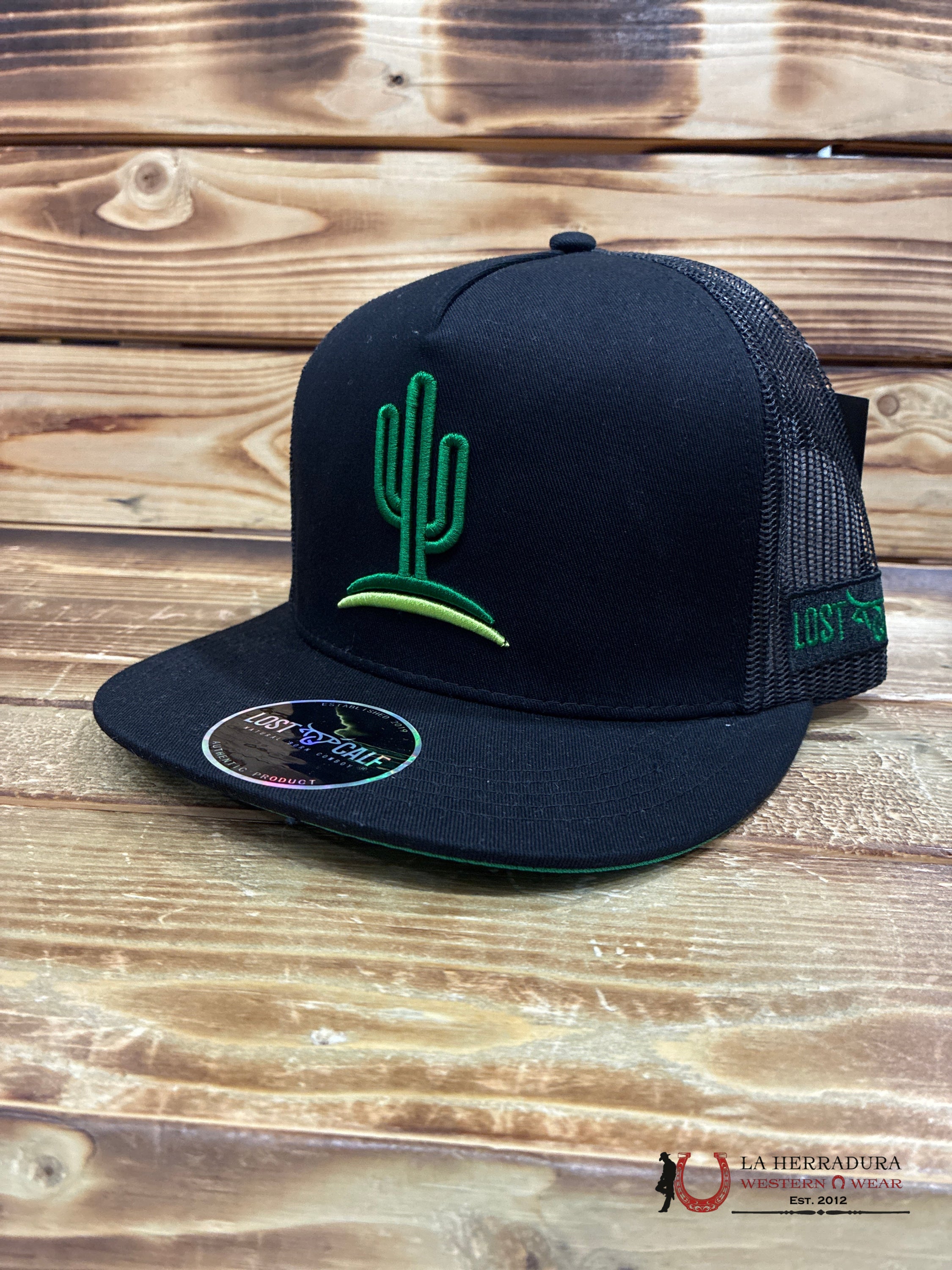 LOST CALF CACTUS BLACK AND GREEN HAT CAPS MENS GORRAS HOMBRES