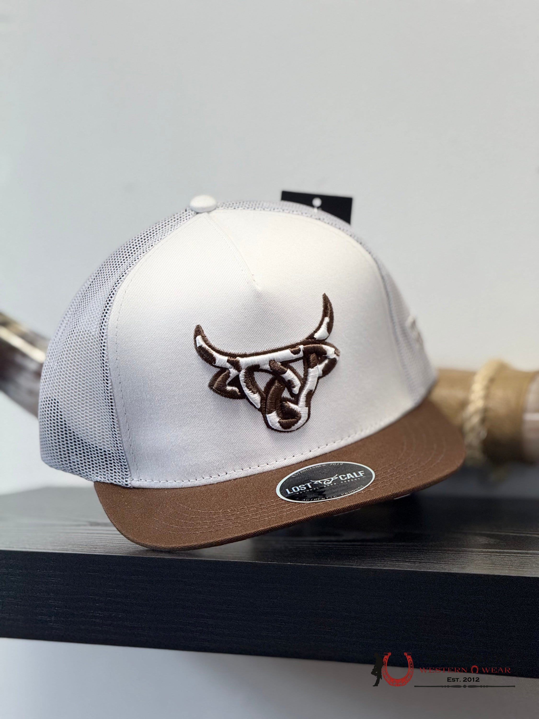 LOST CALF WHITE Style 1.4 BROWN COW-PRINT CAPS MENS GORRAS HOMBRES