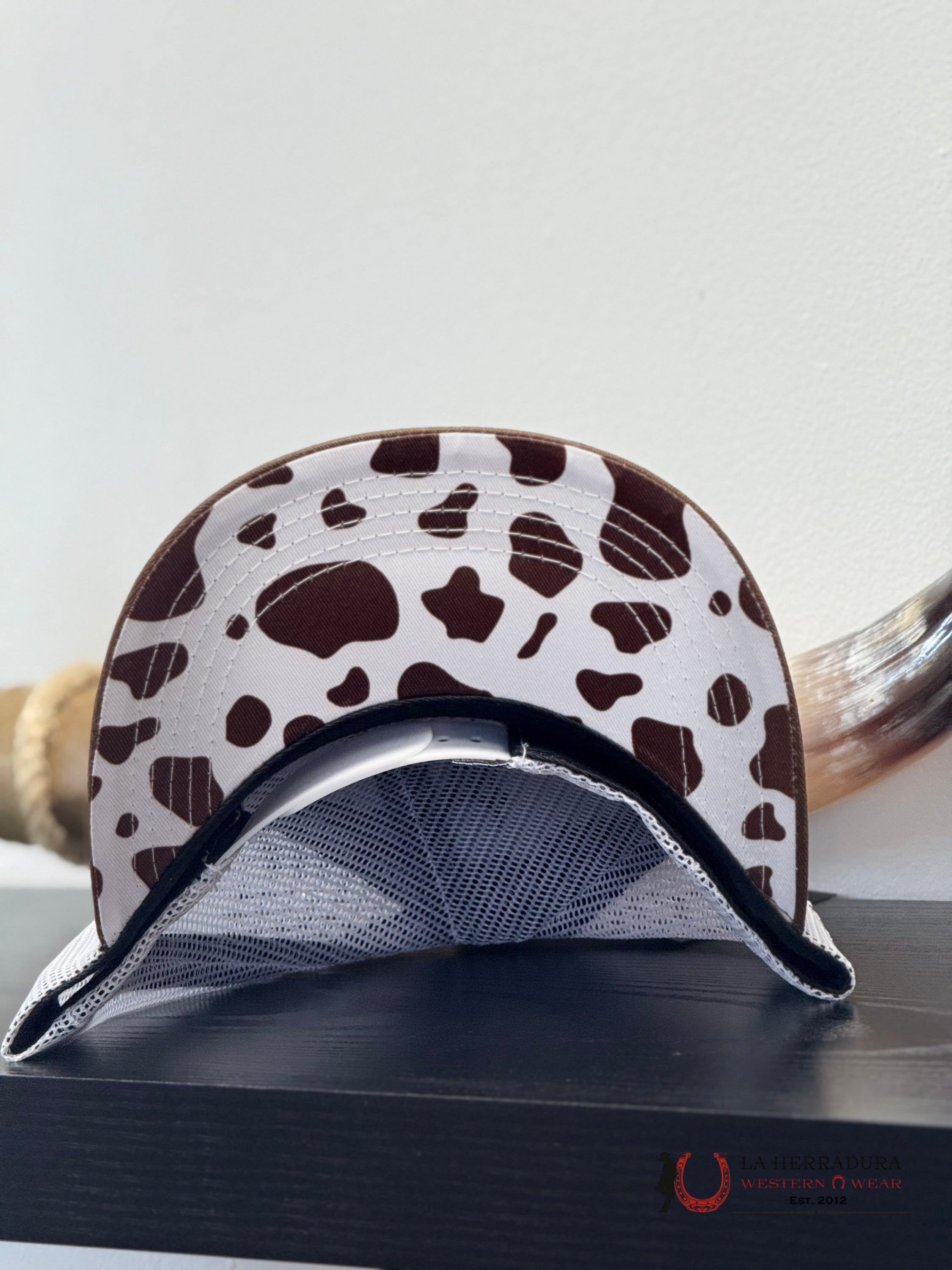 LOST CALF WHITE Style 1.4 BROWN COW-PRINT CAPS MENS GORRAS HOMBRES