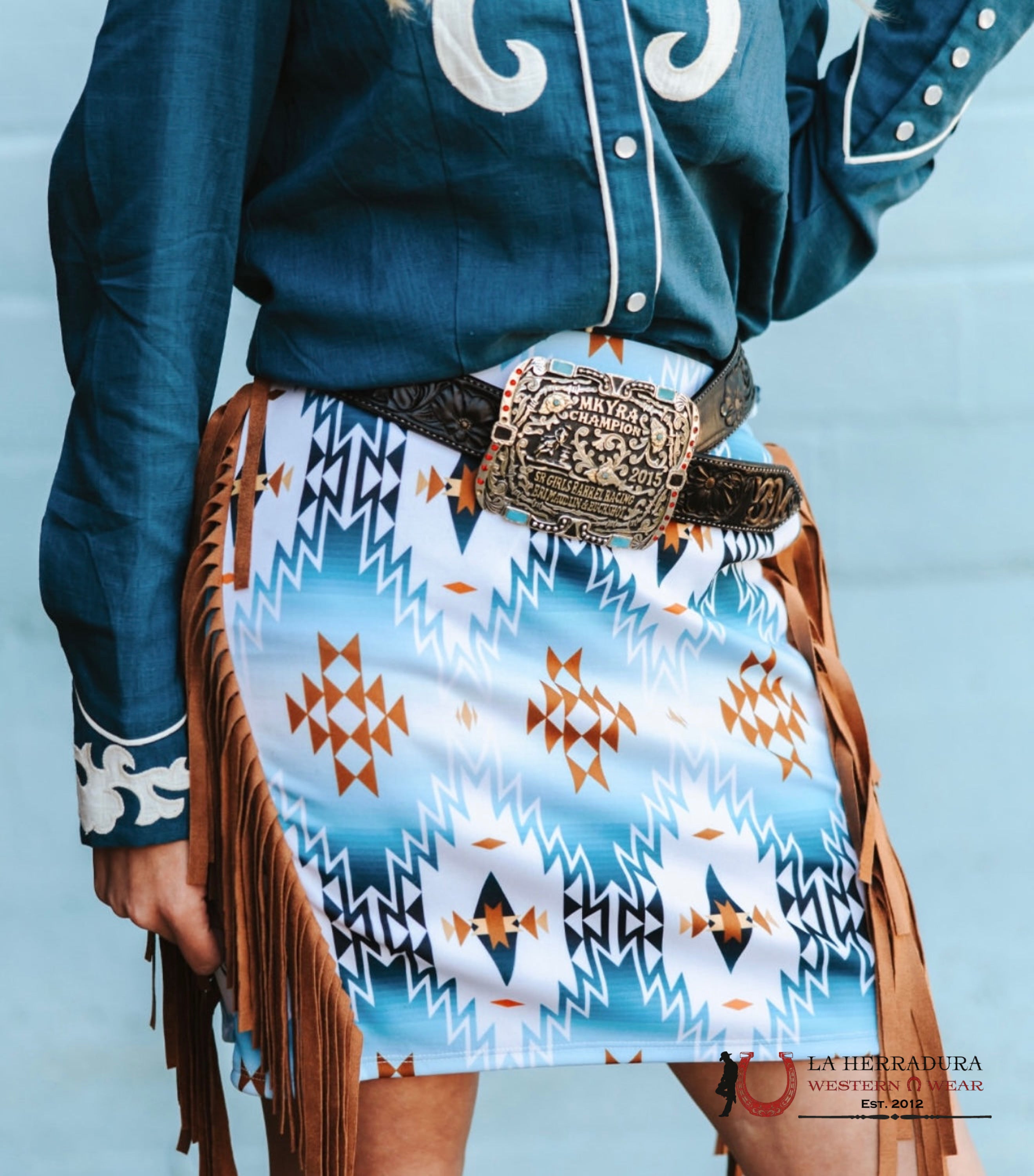 Lucky And Bleesed White With Multi Color Aztec Print With Fringe S ROPA MUJERES