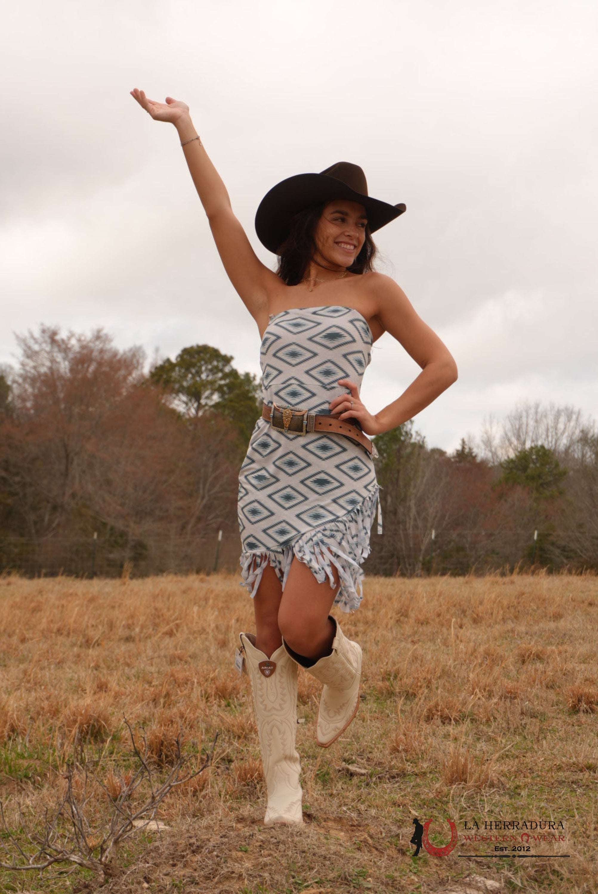 Lucky and Blessed Aztec Print With Multi Color And French Dress ROPA MUJERES