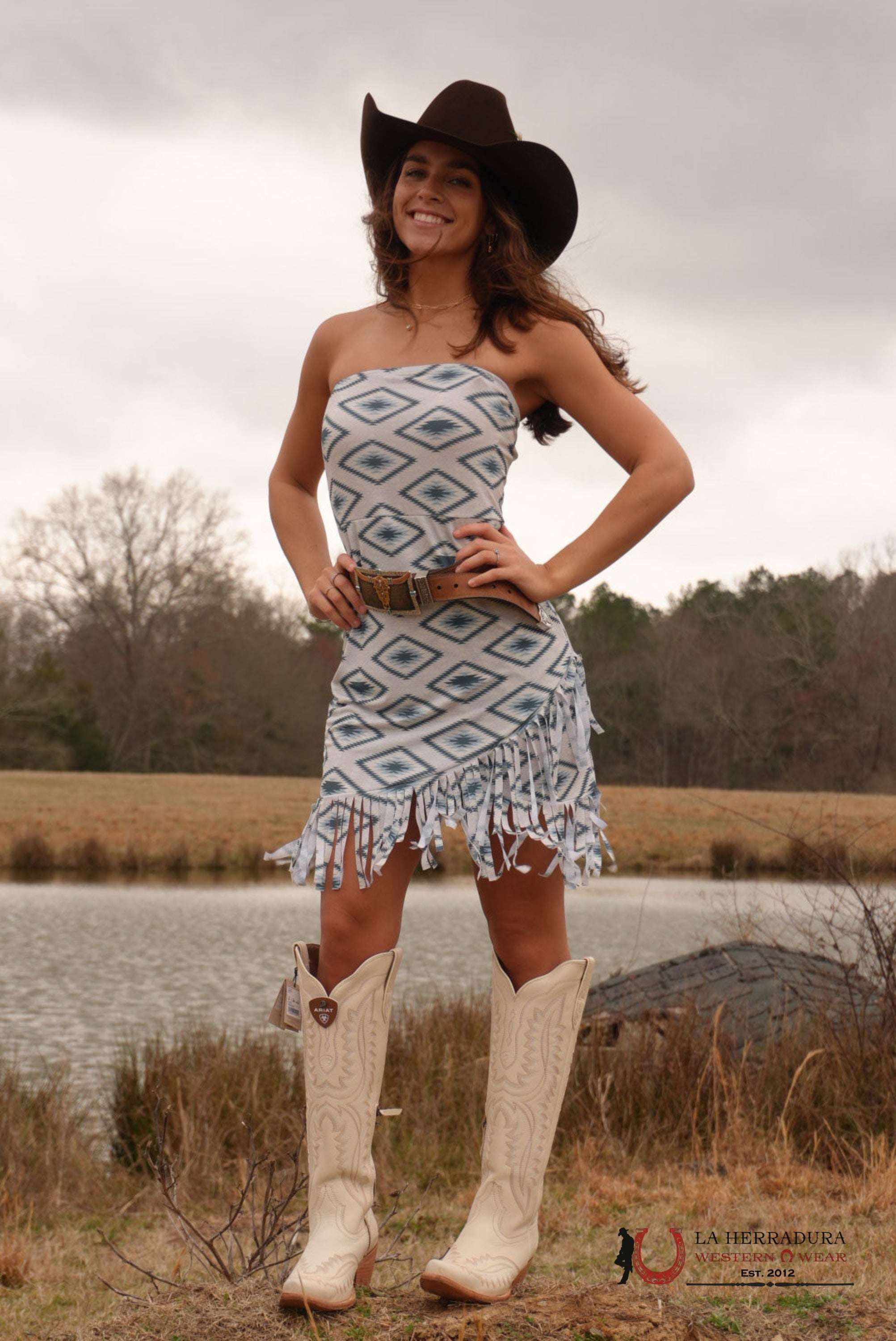 Lucky and Blessed Aztec Print With Multi Color And French Dress ROPA MUJERES