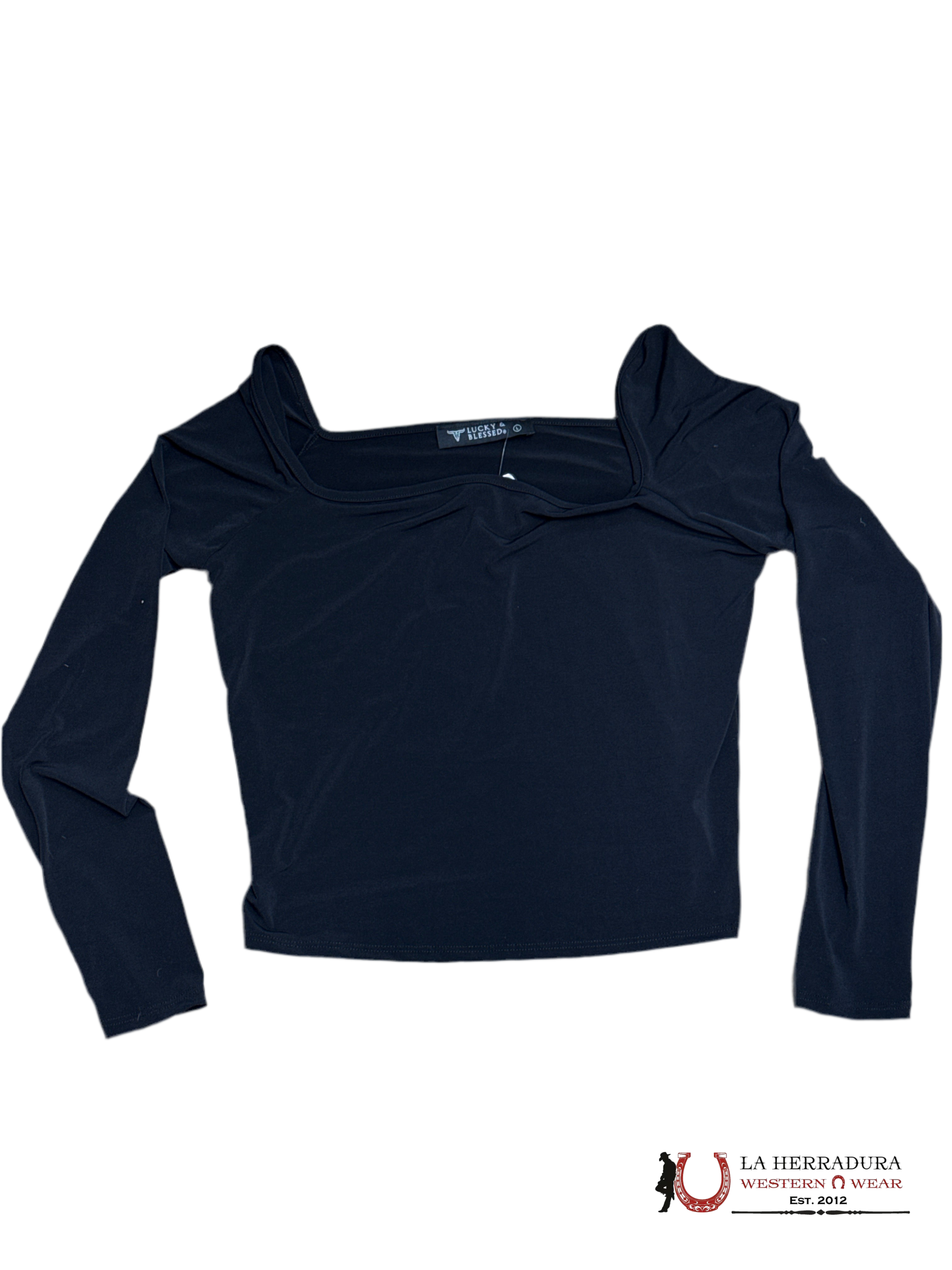 Lucky and Blessed Black Long sleeve Shirt ROPA MUJERES