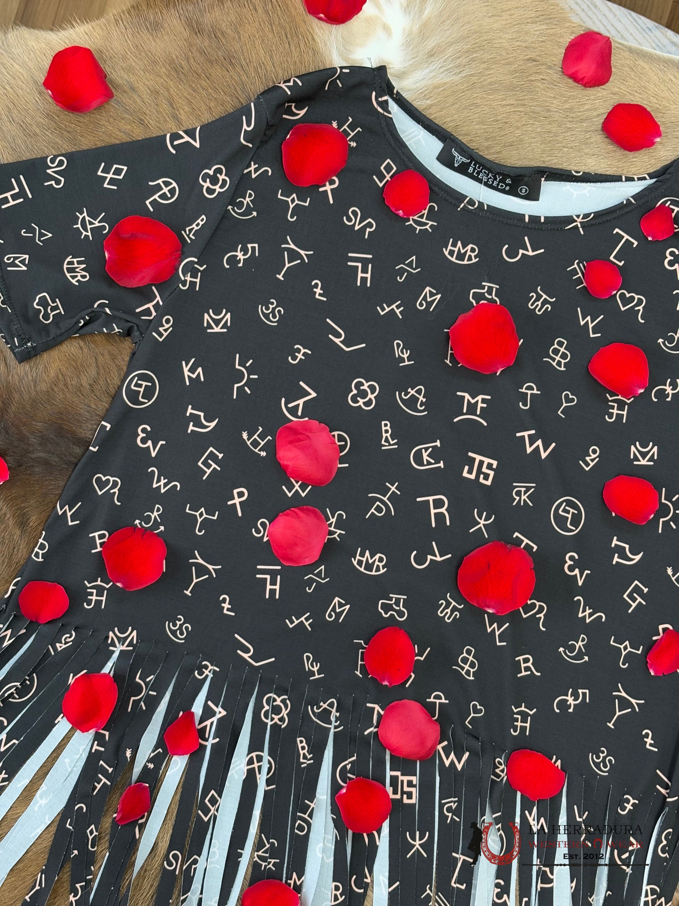 Lucky and Blessed Black With Western Print With French Shirt ROPA MUJERES