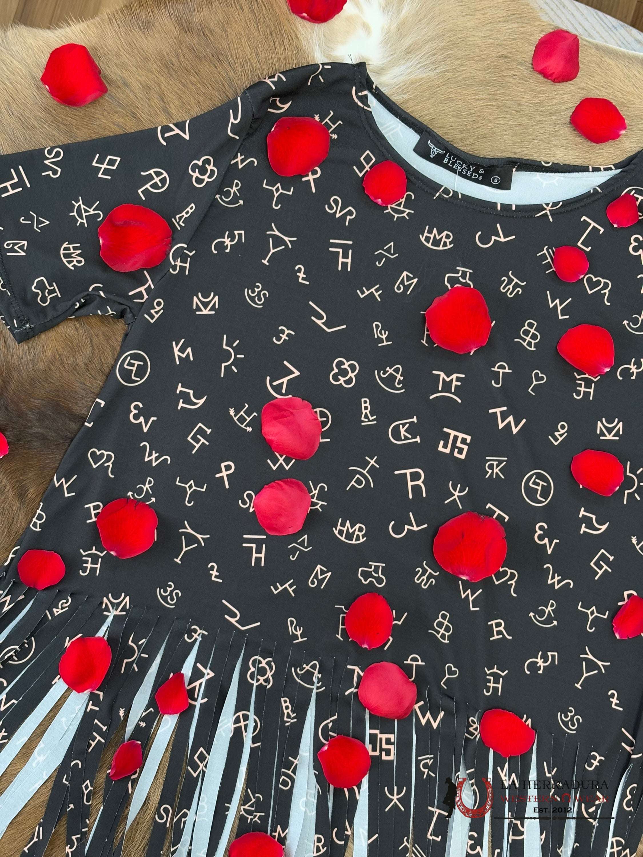 Lucky and Blessed Black With Western Print With French Shirt ROPA MUJERES
