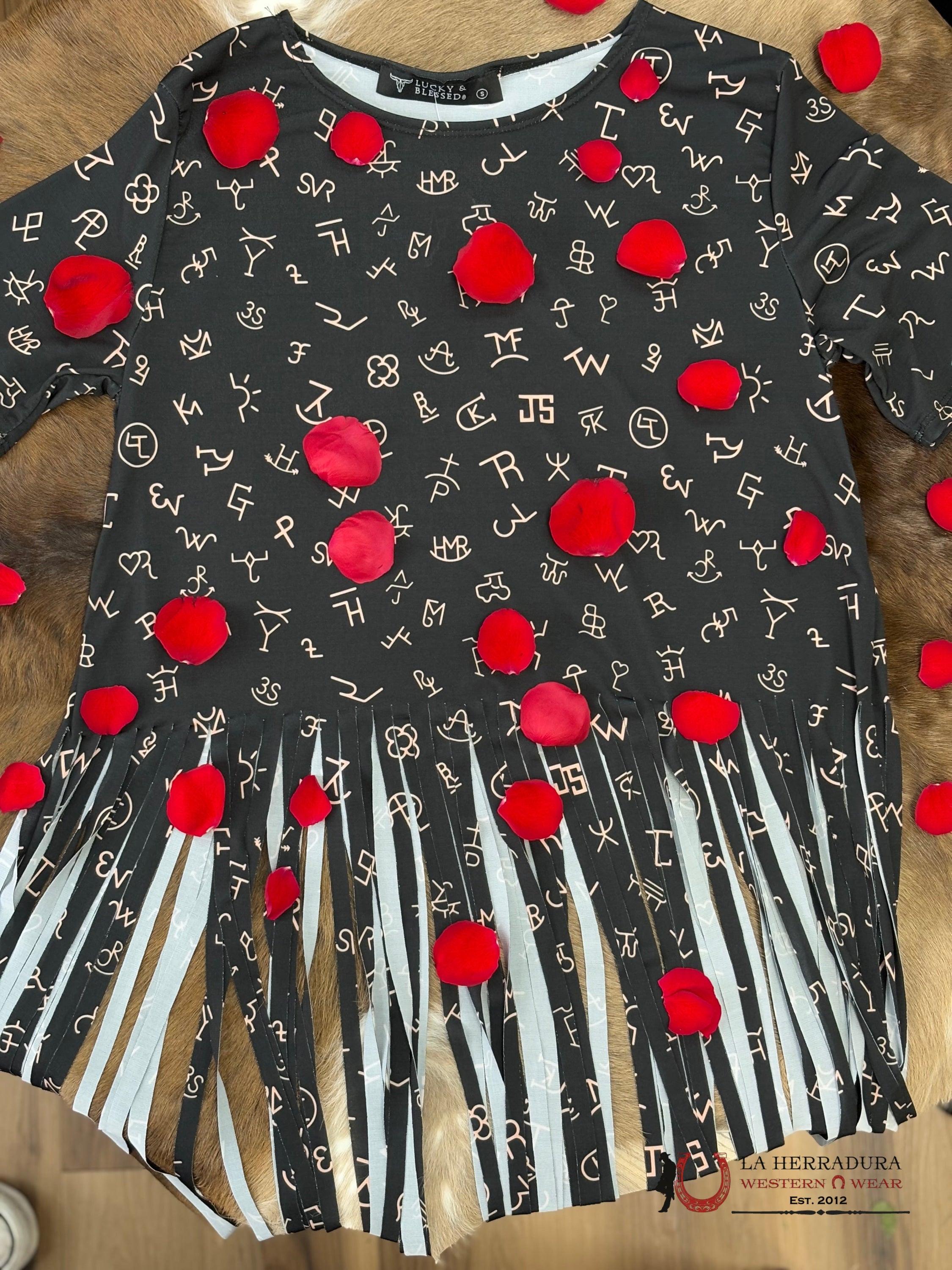 Lucky and Blessed Black With Western Print With French Shirt ROPA MUJERES