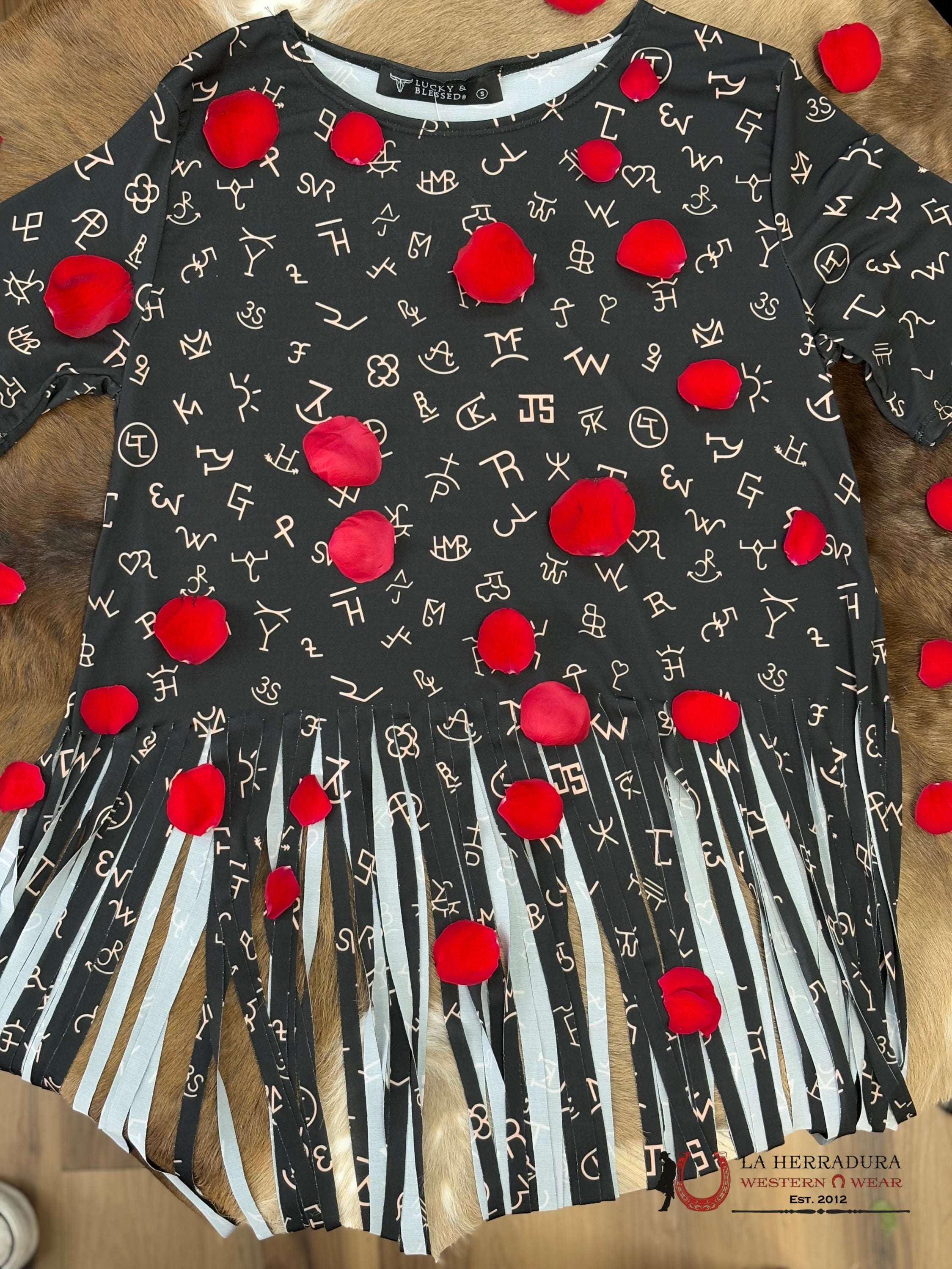 Lucky and Blessed Black With Western Print With French Shirt ROPA MUJERES