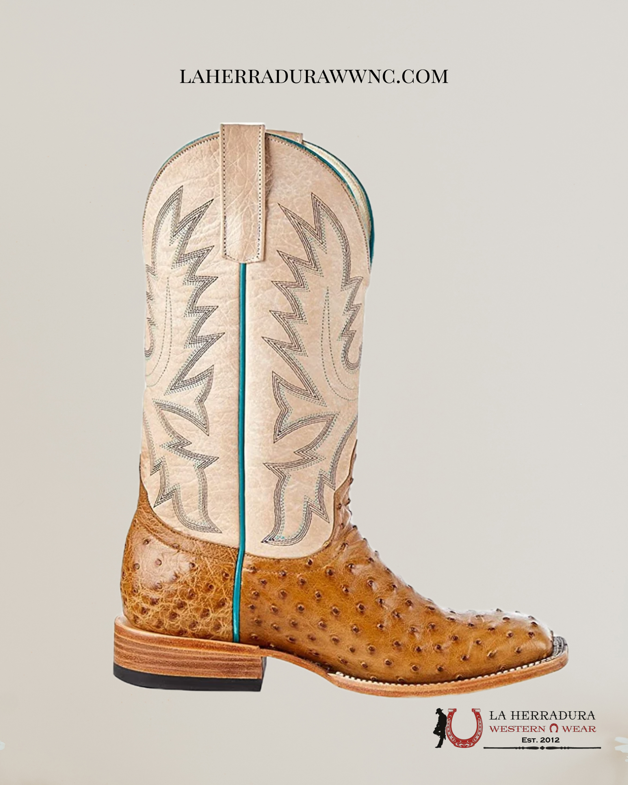 MACIE BEAM ANTIQUE SADDLE FQ OSTRICH BLEACHED BONE BOTAS MUJERES