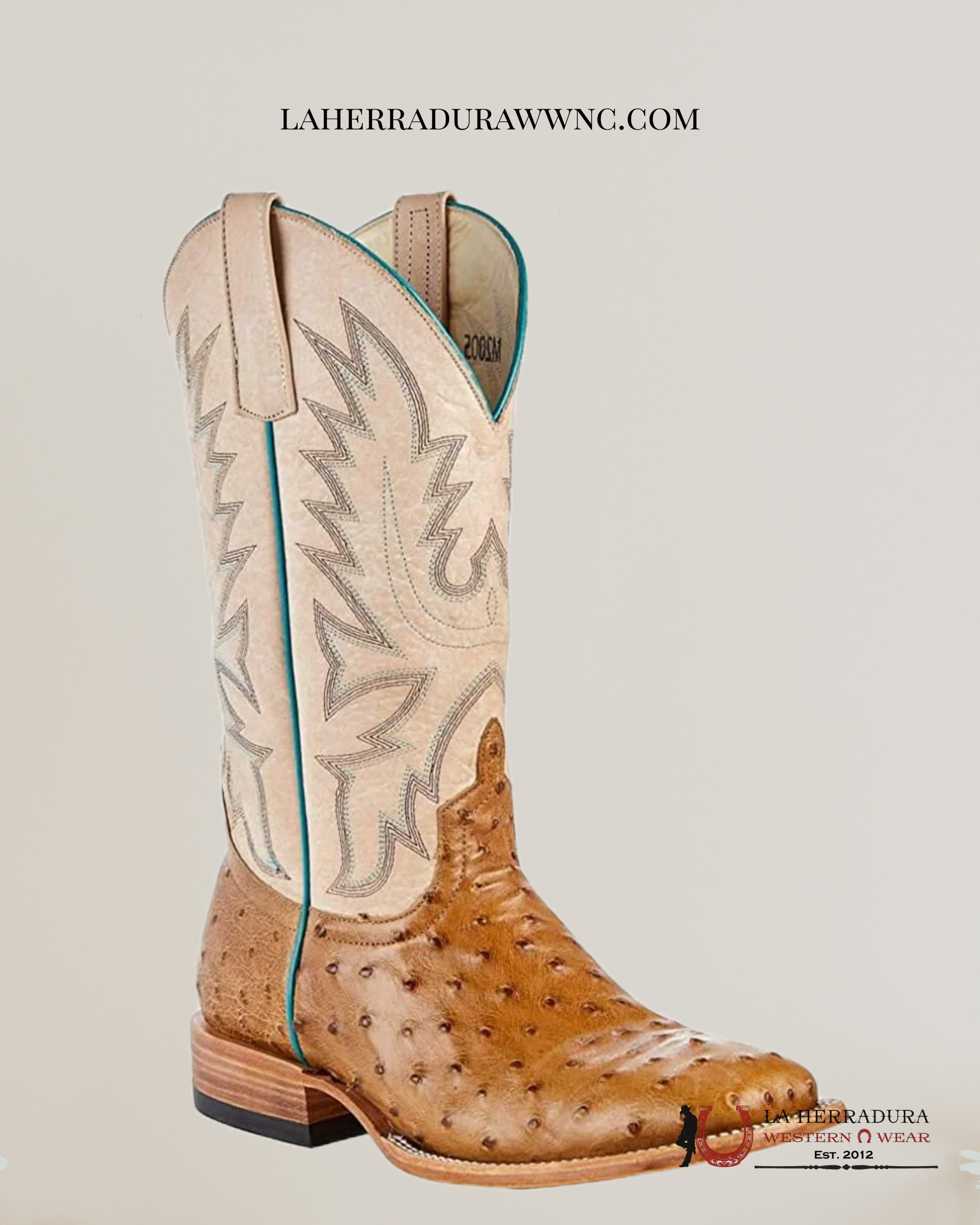 MACIE BEAM ANTIQUE SADDLE FQ OSTRICH BLEACHED BONE BOTAS MUJERES